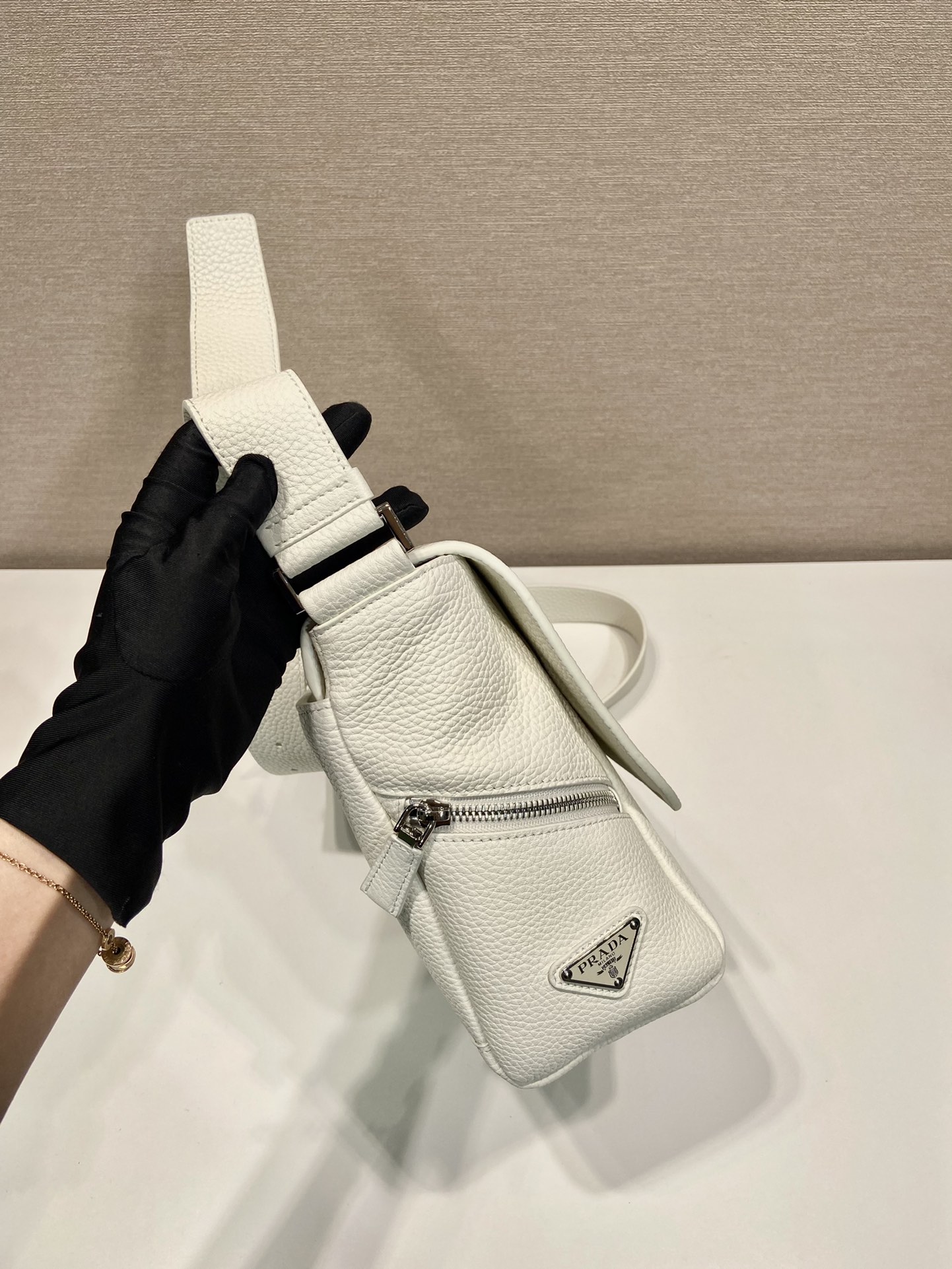 Leather bag with shoulder strap