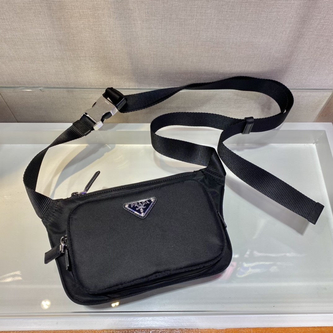 Pra*a re-nylon and saffiano leather shoulder bag