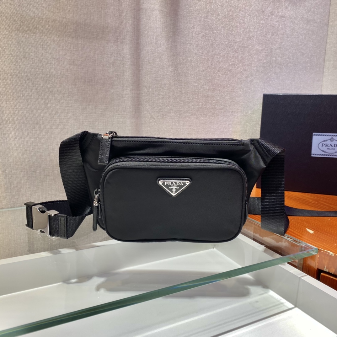 Pra*a re-nylon and saffiano leather shoulder bag