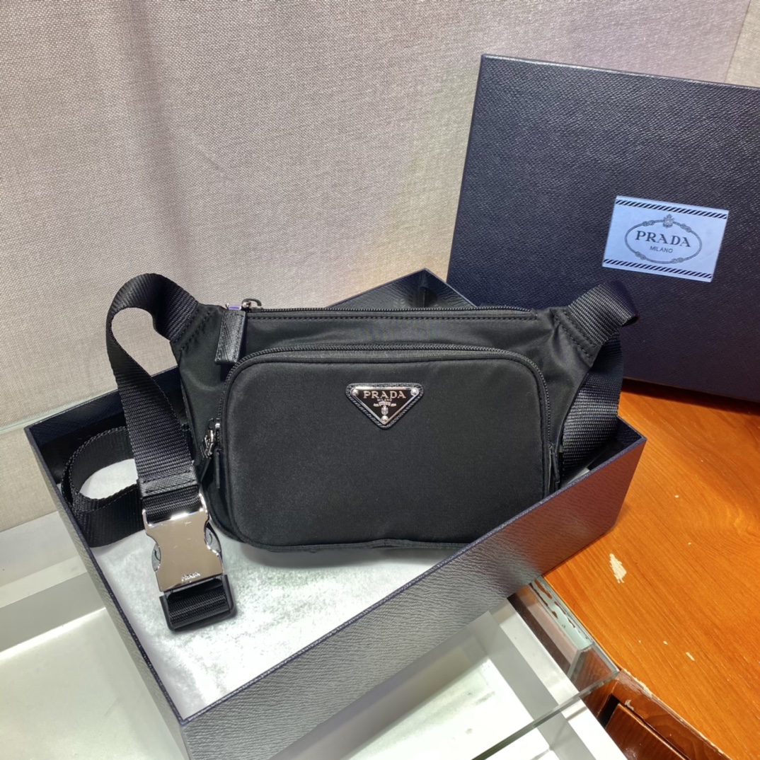 Pra*a re-nylon and saffiano leather shoulder bag