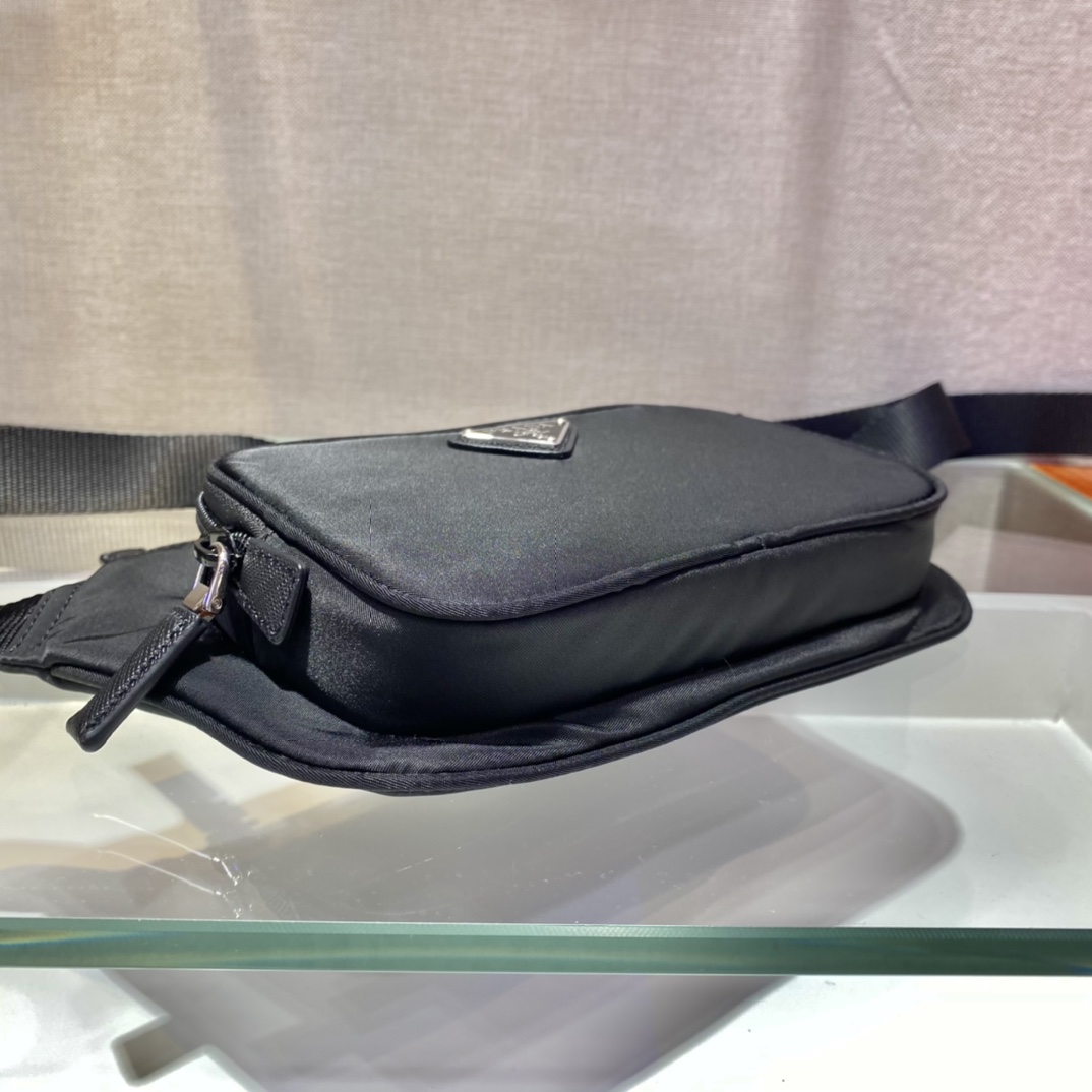 Pra*a re-nylon and saffiano leather shoulder bag