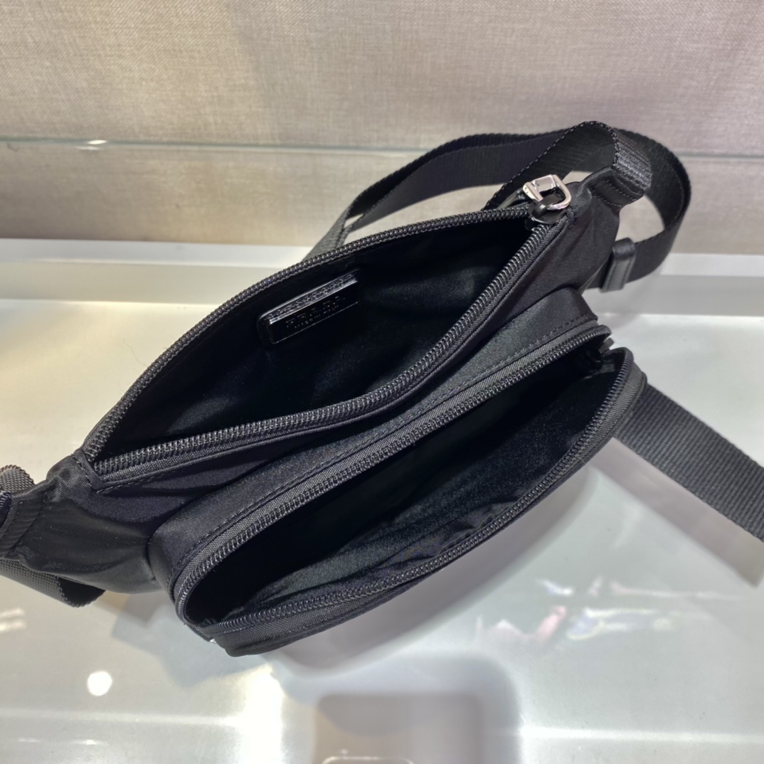 Pra*a re-nylon and saffiano leather shoulder bag