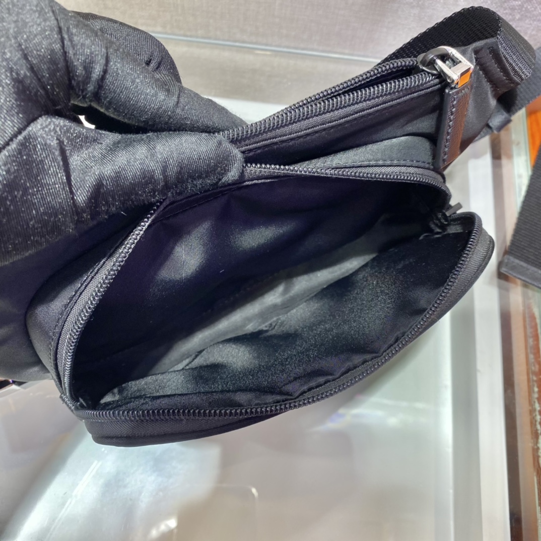 Pra*a re-nylon and saffiano leather shoulder bag