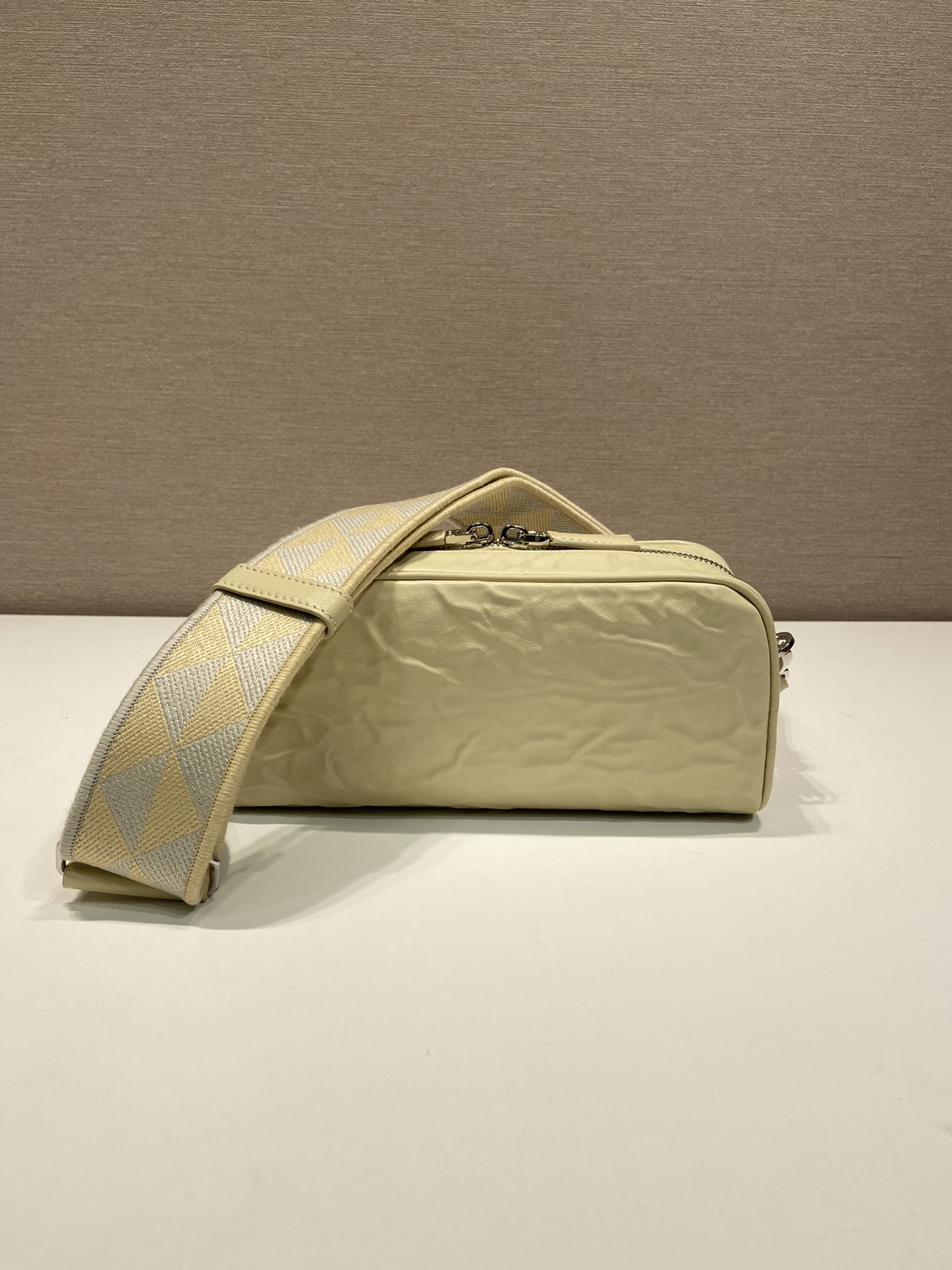 Pra*a nappa antique leather multi-pocket shoulder bag