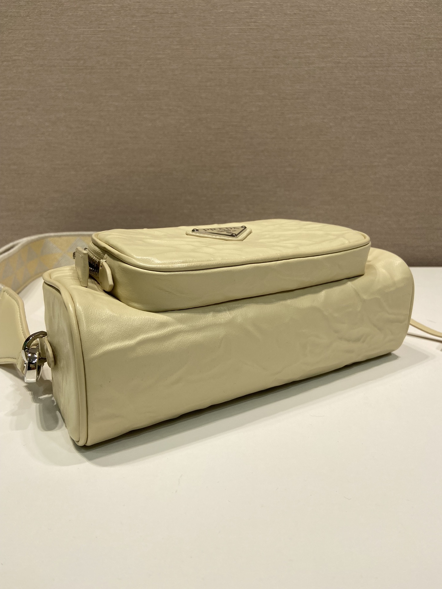 Pra*a nappa antique leather multi-pocket shoulder bag