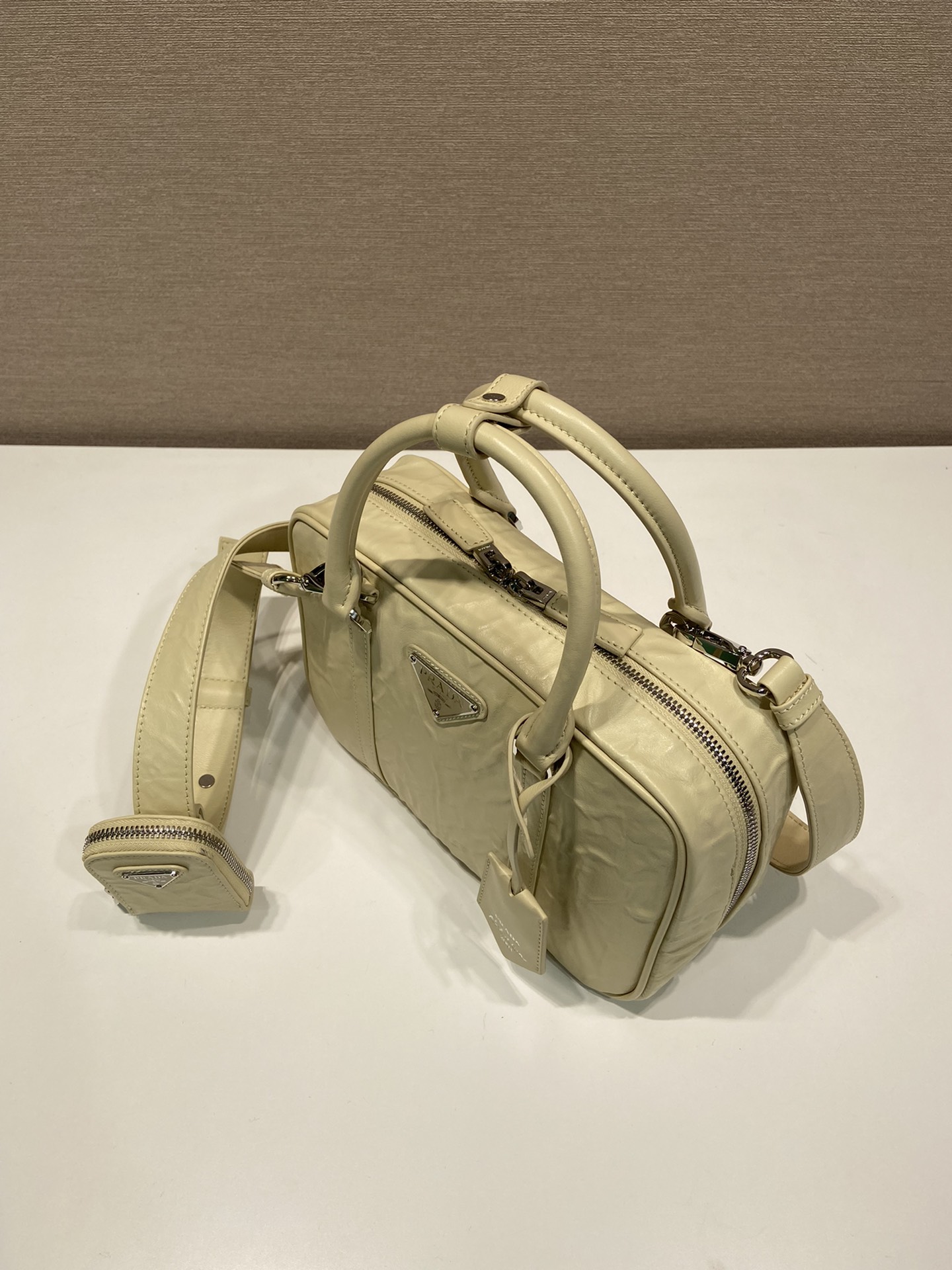 Pra*a antique nappa leather top handle bag