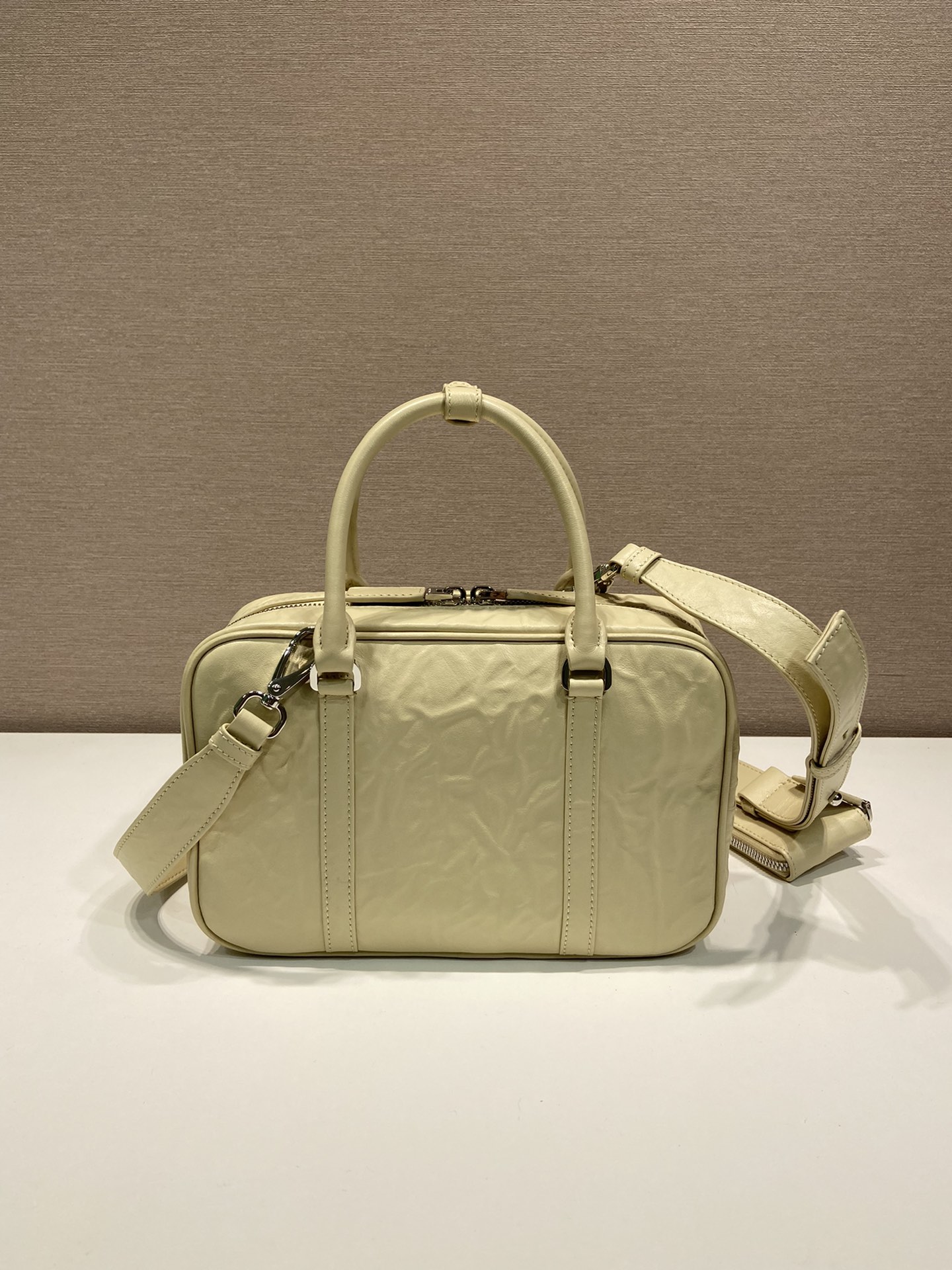 Pra*a antique nappa leather top handle bag