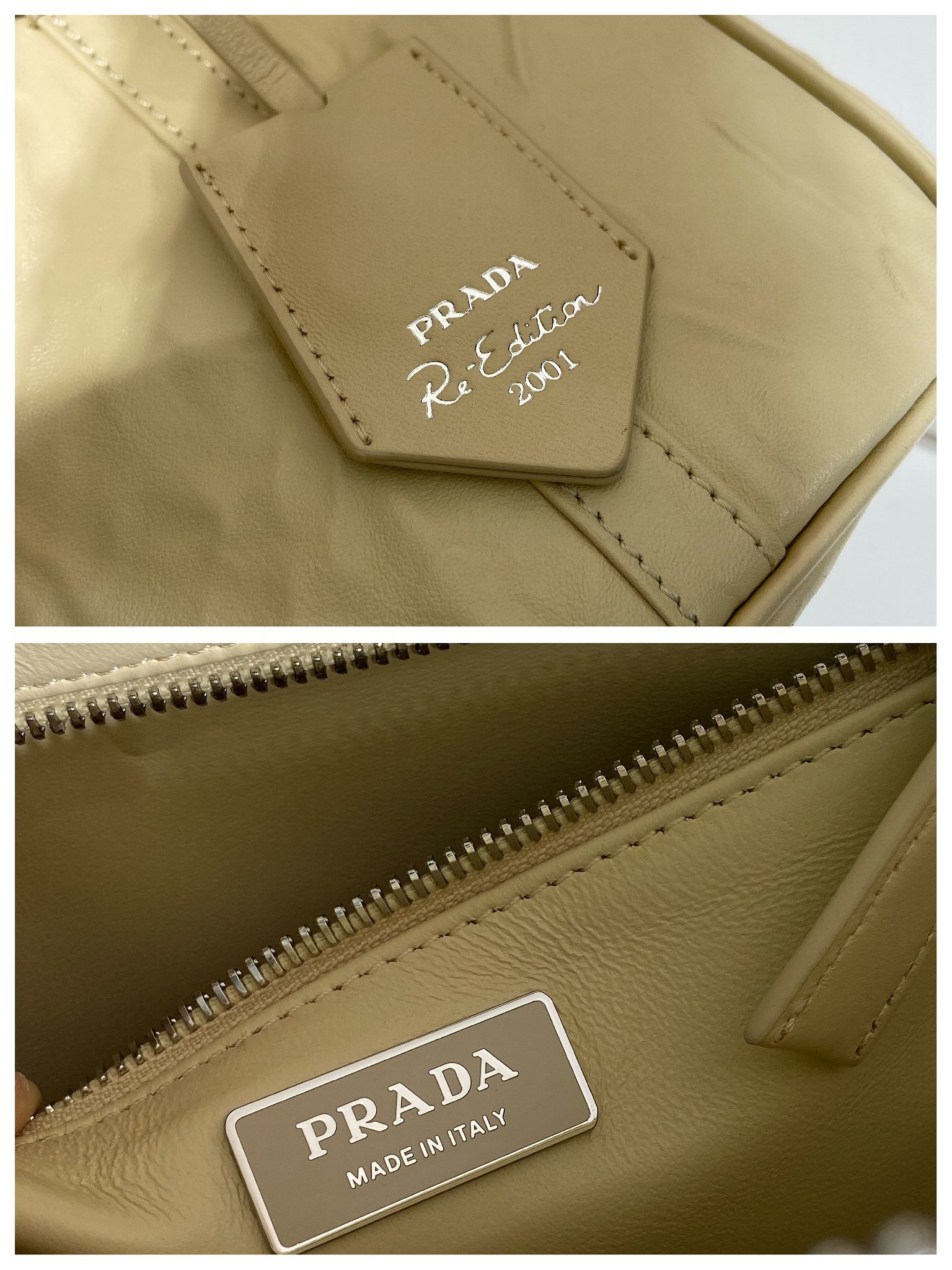 Pra*a antique nappa leather top handle bag