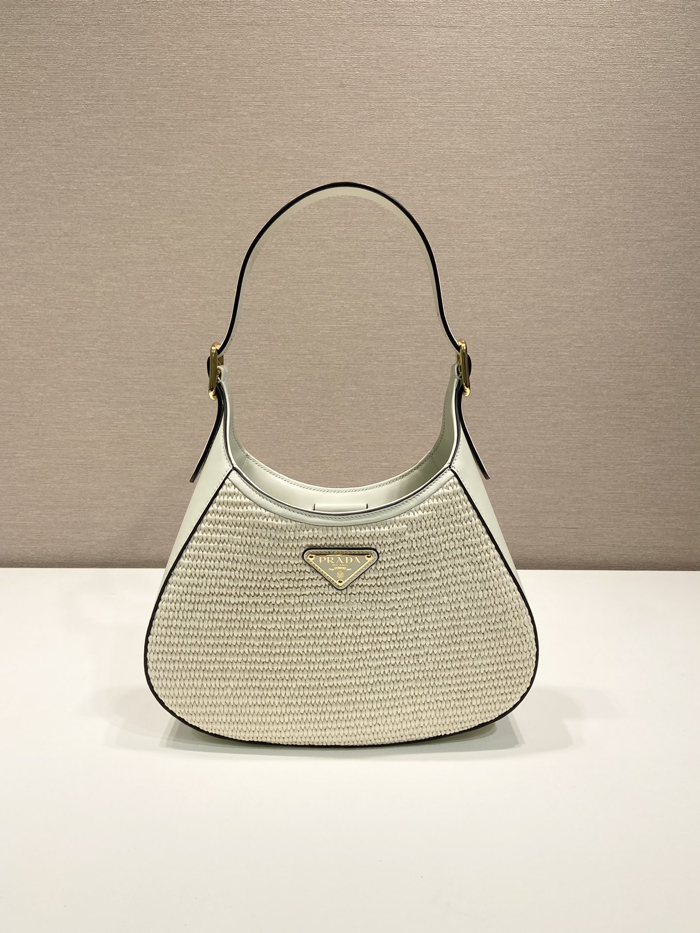 Pra*a fabric and leather shoulder bag