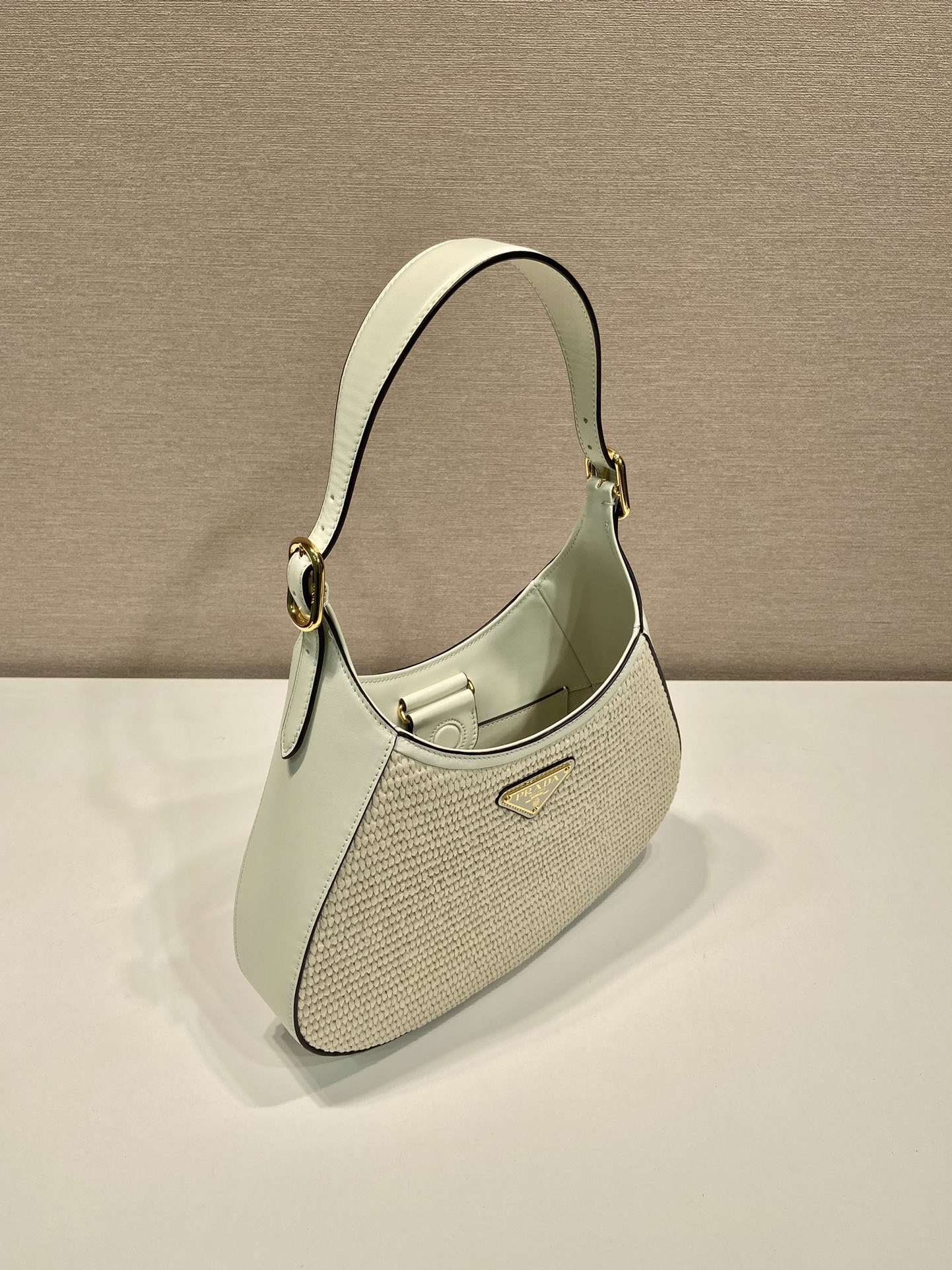 Pra*a fabric and leather shoulder bag