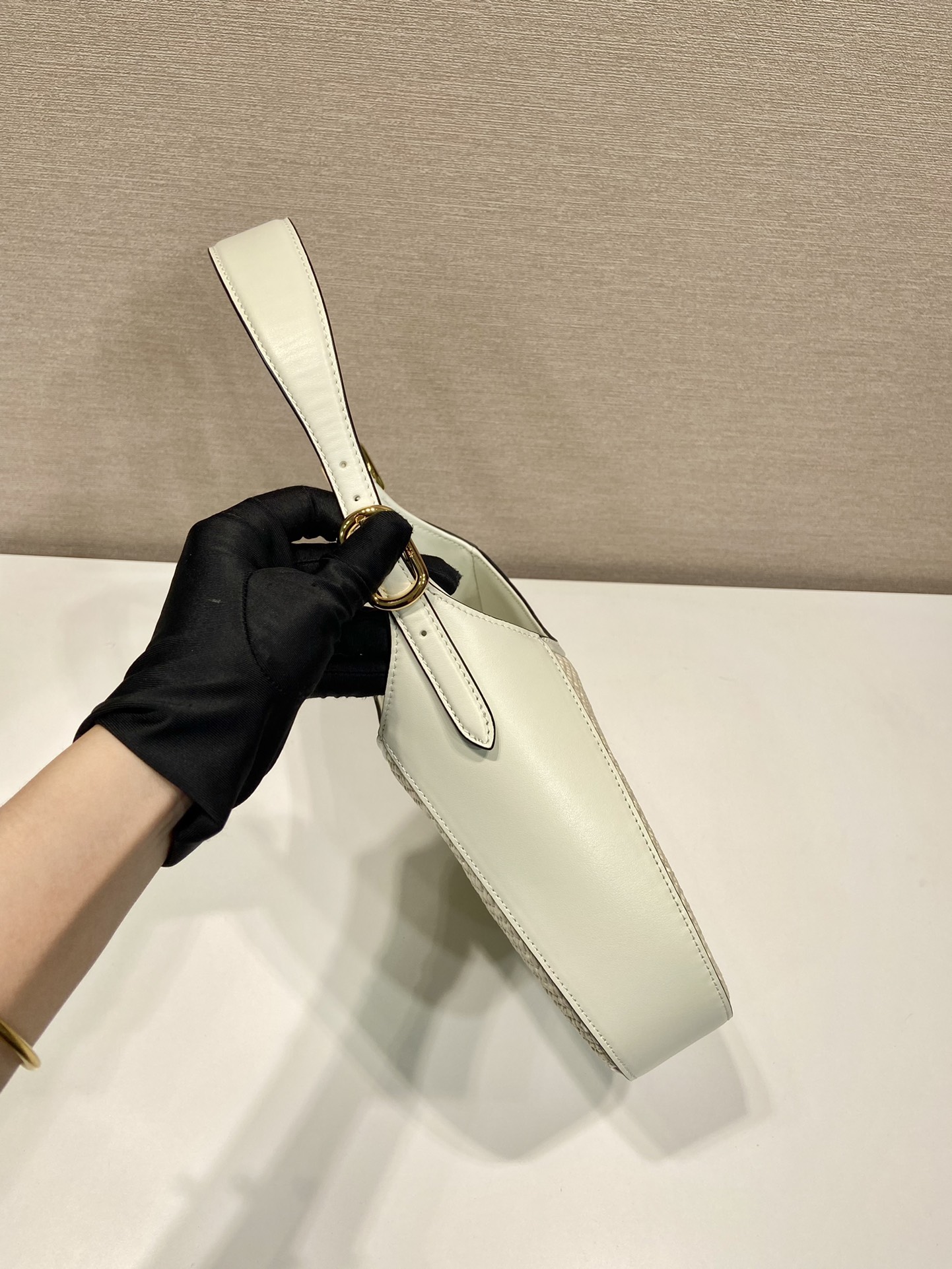 Pra*a fabric and leather shoulder bag