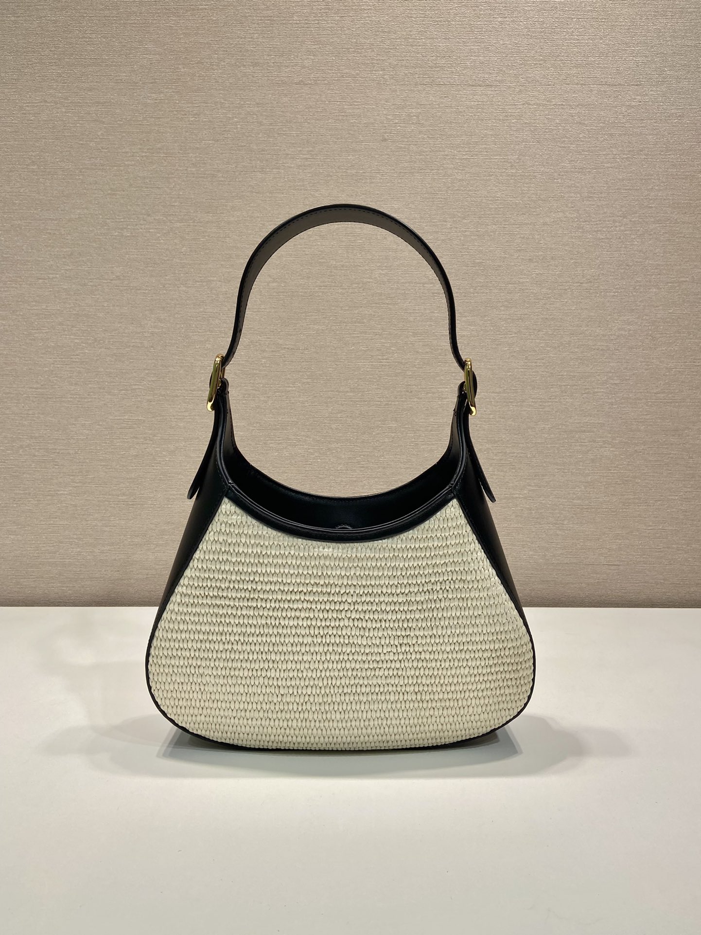 Pra*a fabric and leather shoulder bag