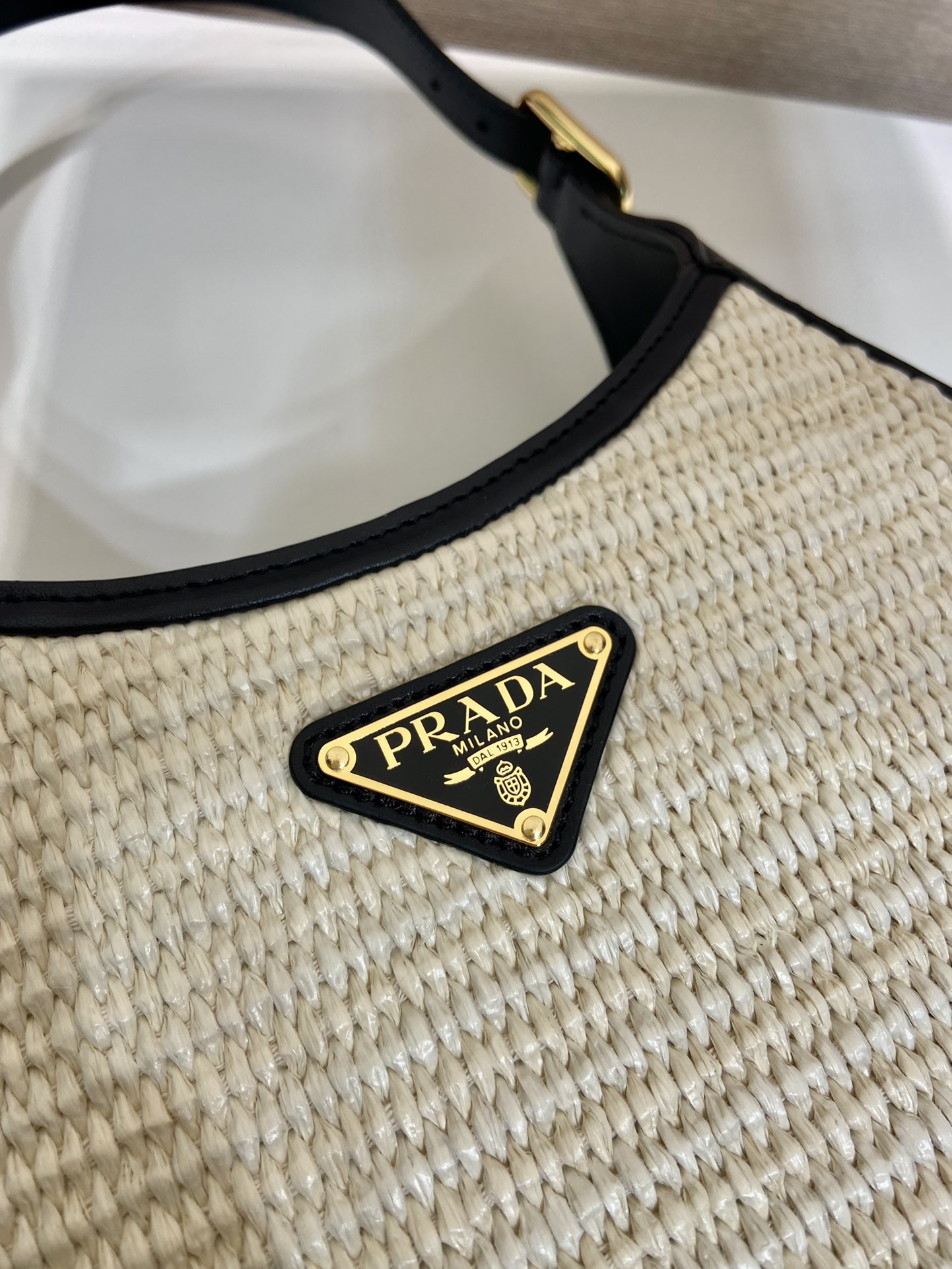 Pra*a fabric and leather shoulder bag