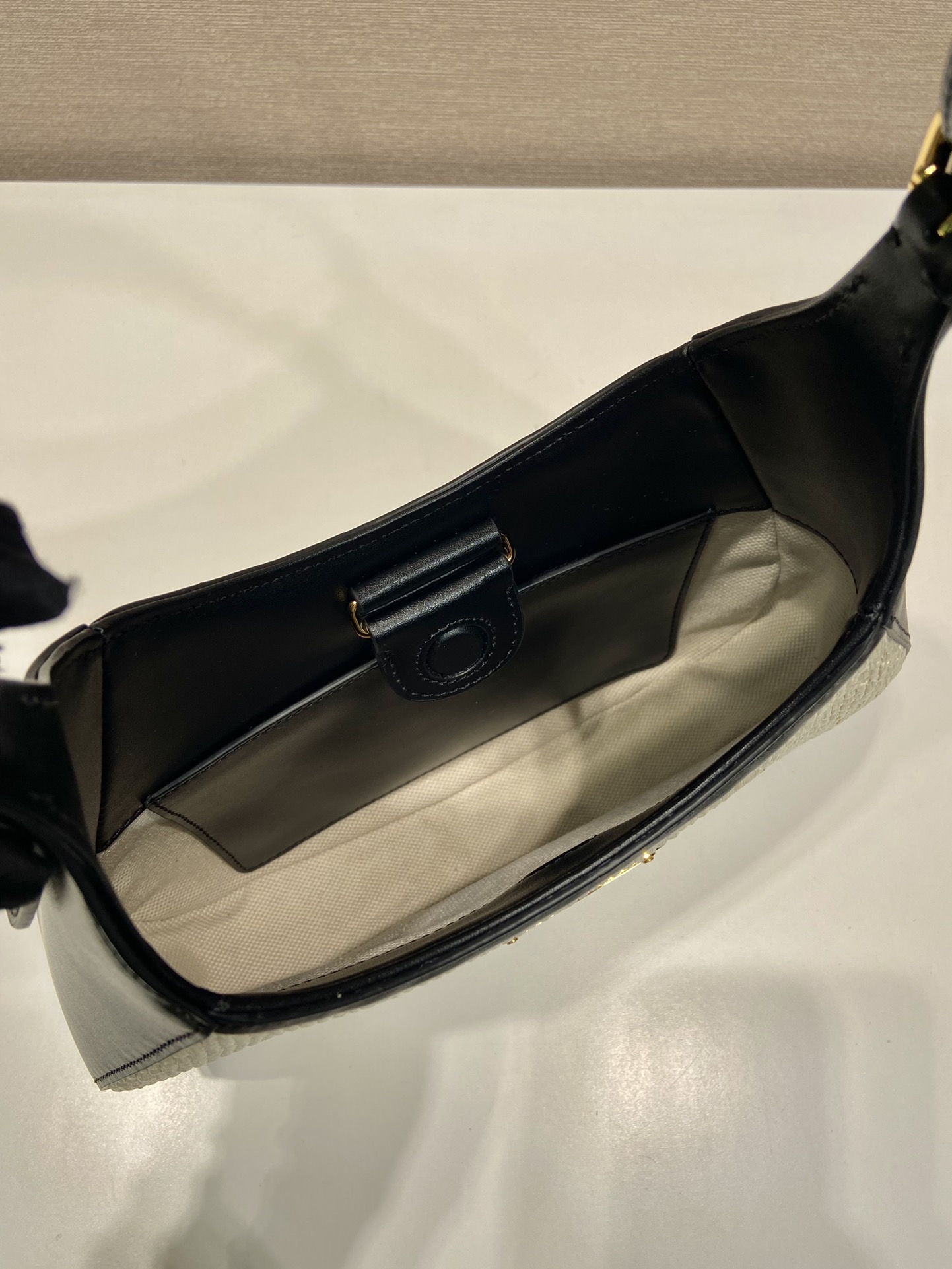 Pra*a fabric and leather shoulder bag