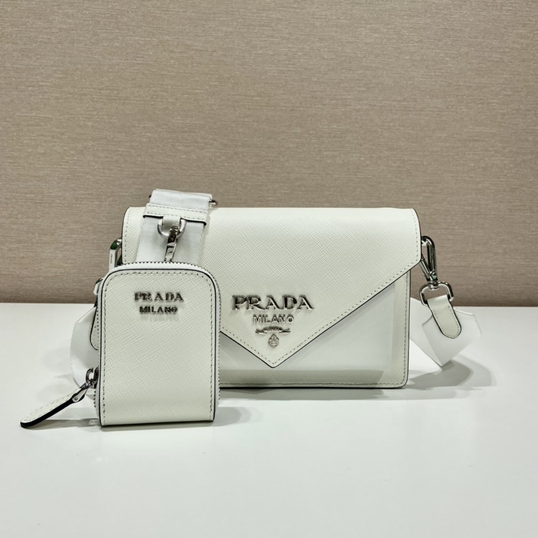 Pra*a saffiano leather mini envelope bag