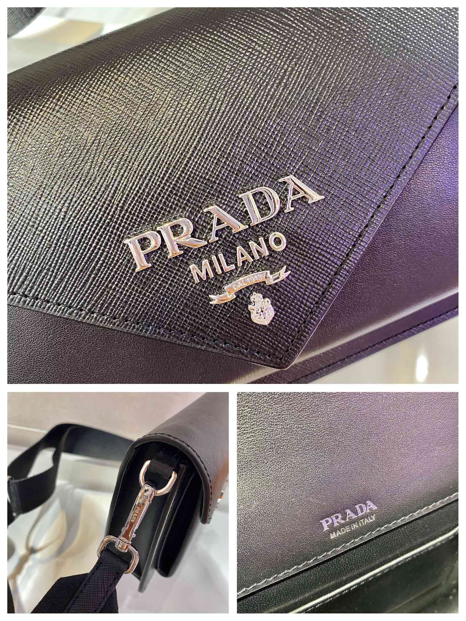 Pra*a saffiano leather mini envelope bag