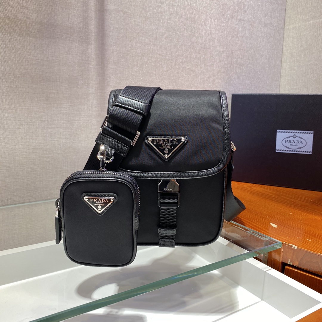 Pra*a saffiano & re-nylon smartphone case bag