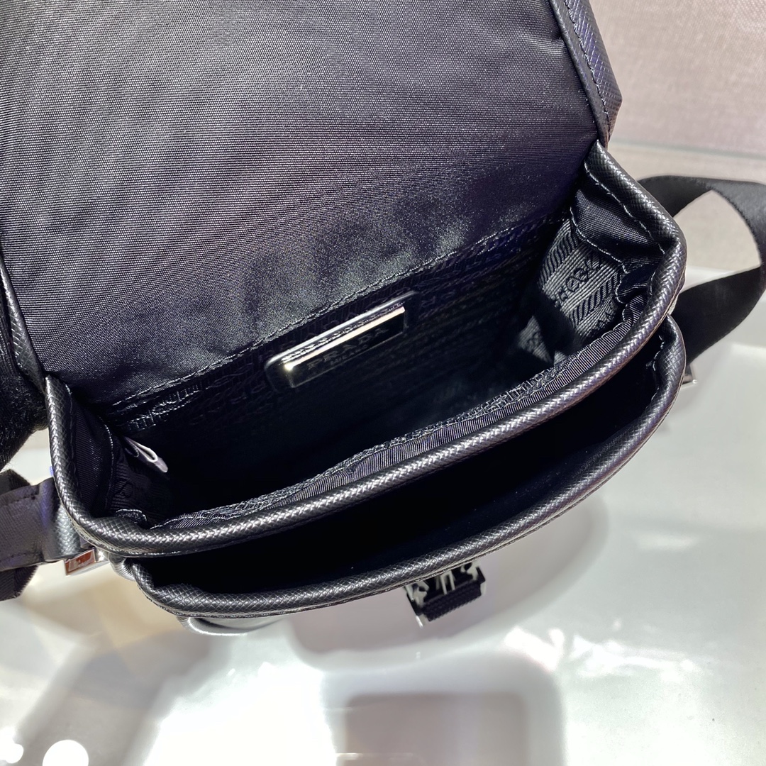 Pra*a saffiano & re-nylon smartphone case bag