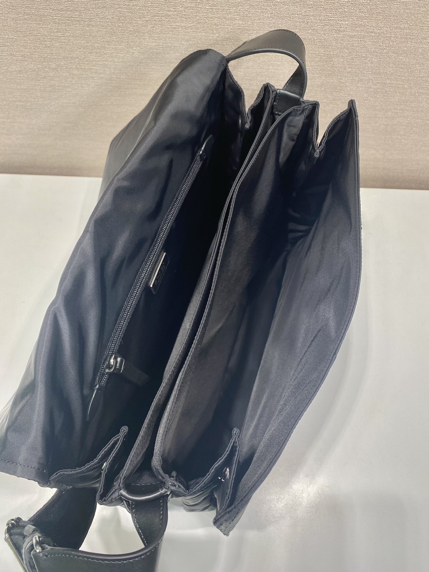 Pra*a black re-nylon large padded shoulder bag