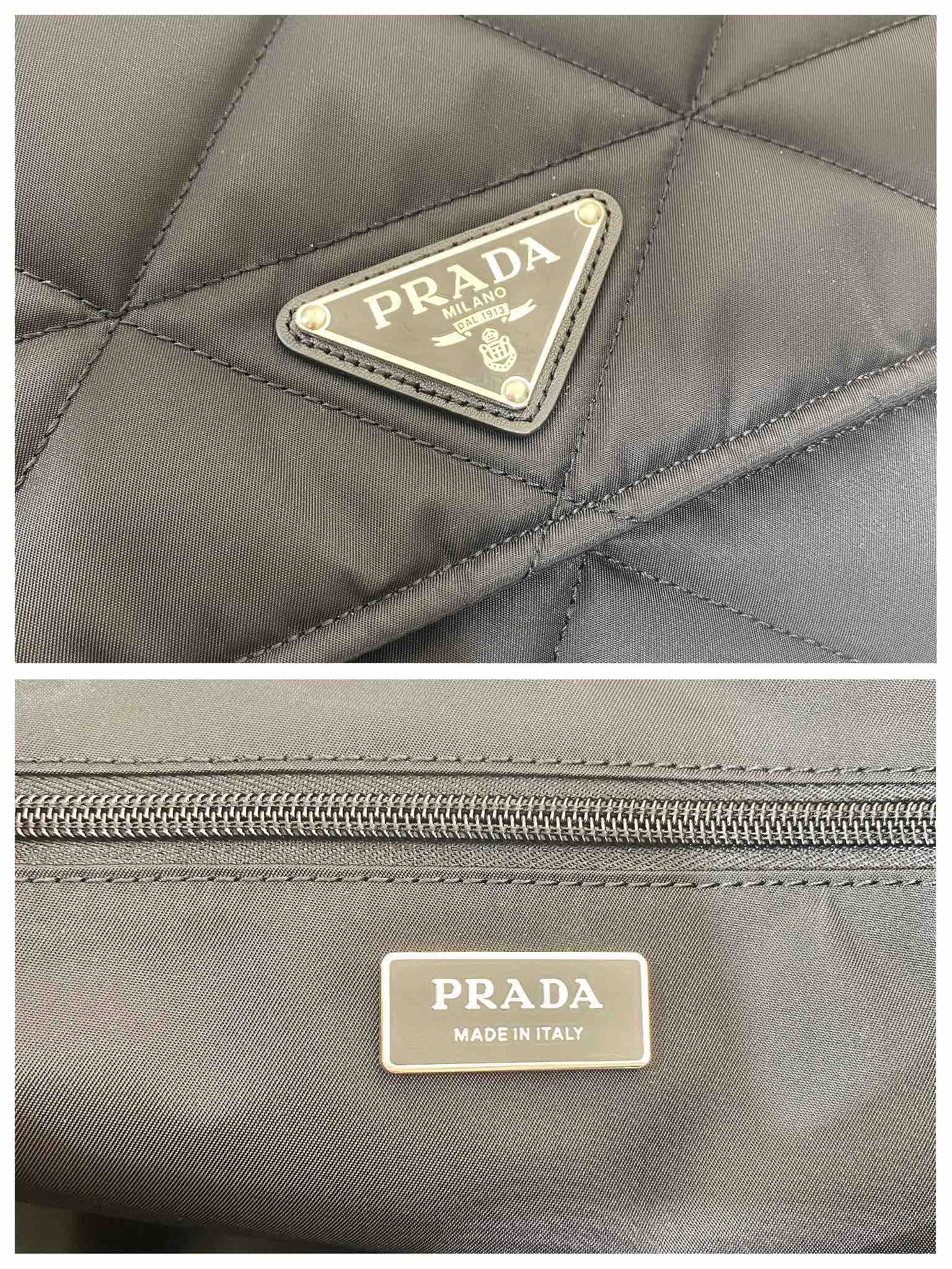 Pra*a black re-nylon large padded shoulder bag