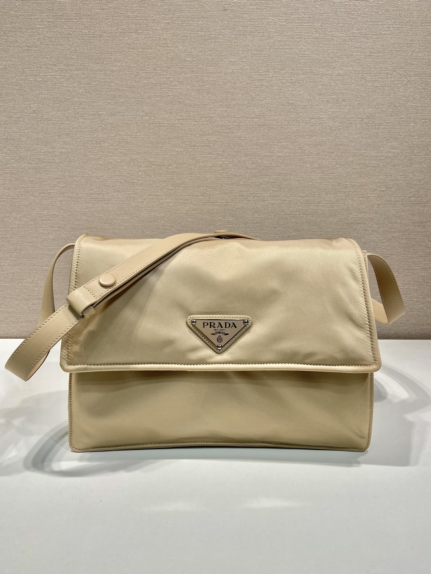 Pra*a black medium padded re-nylon shoulder bag