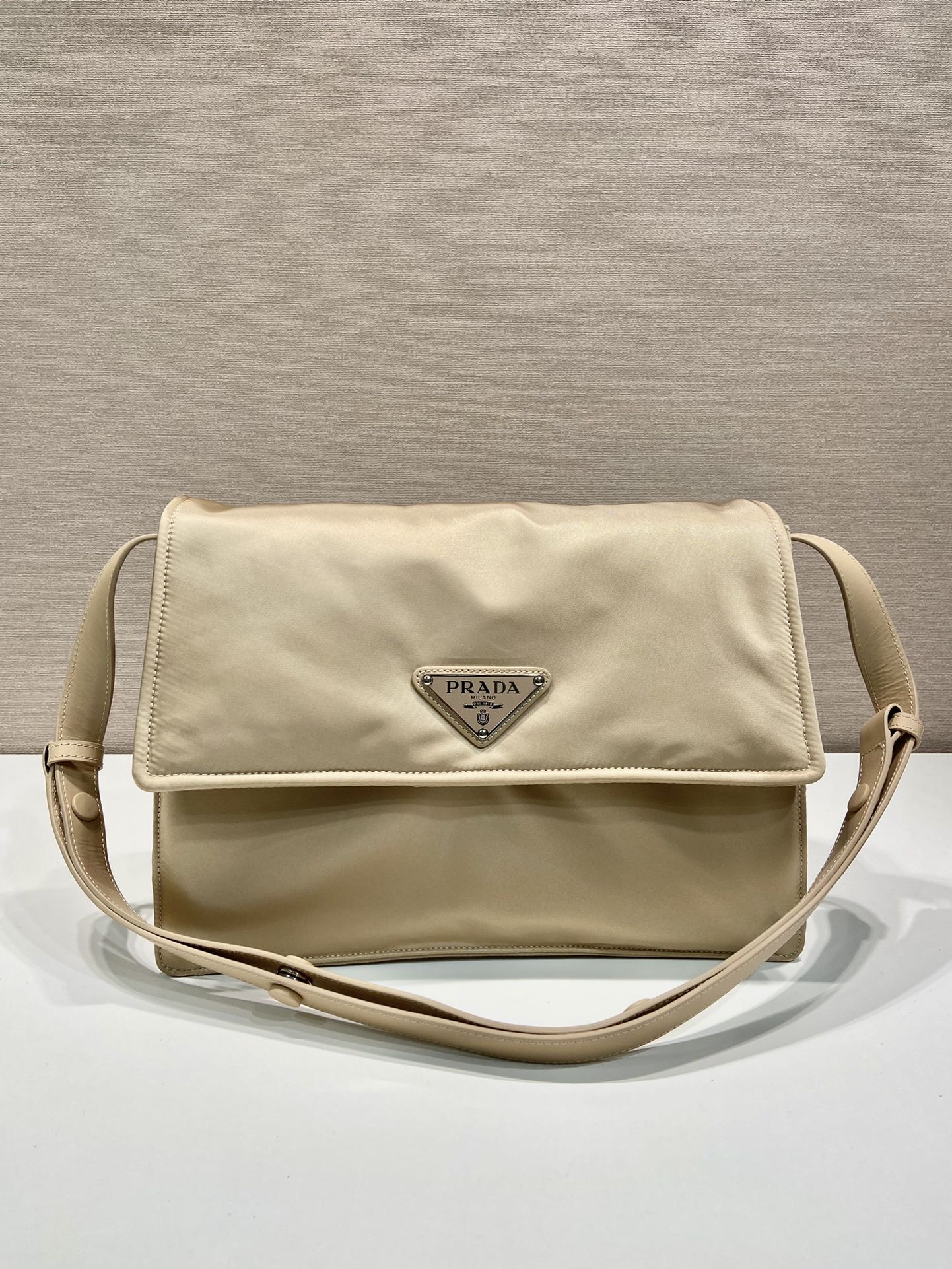 Pra*a black medium padded re-nylon shoulder bag