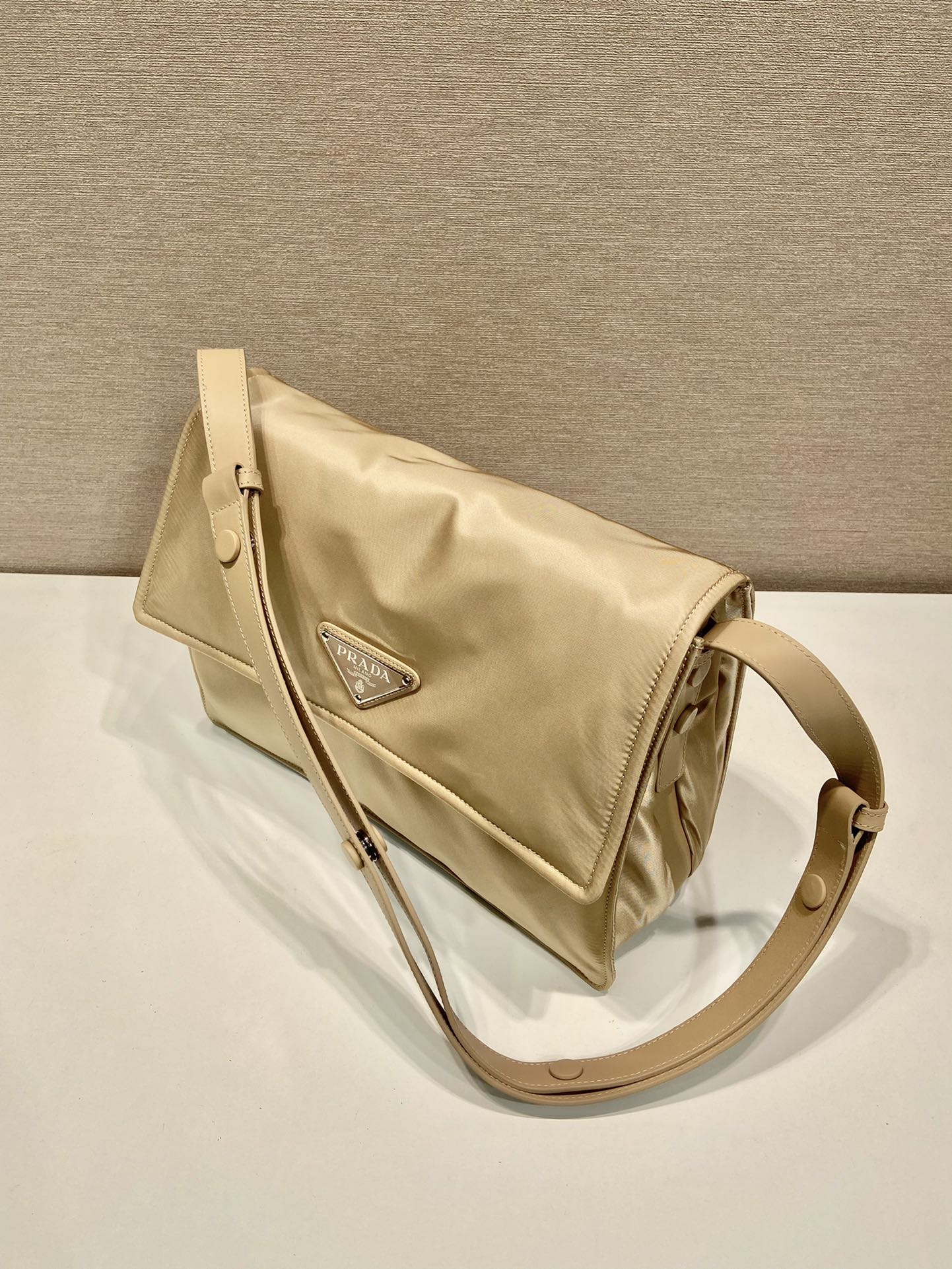 Pra*a black medium padded re-nylon shoulder bag