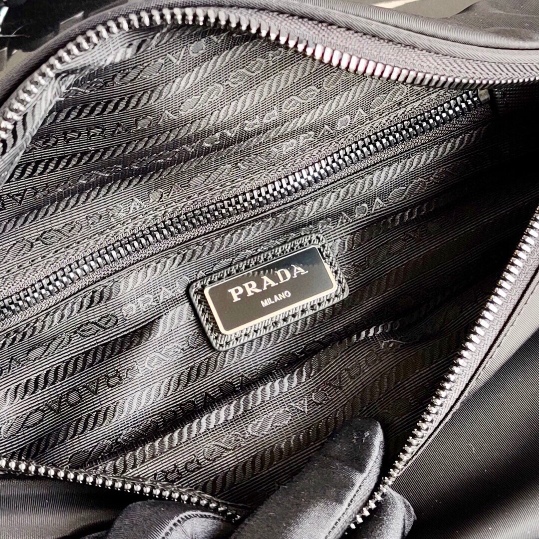 Pra*a black re-nylon belt bag
