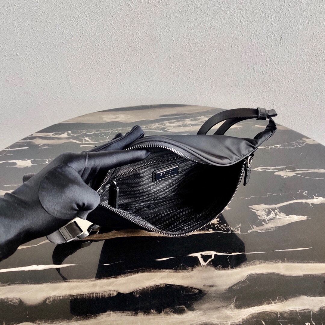 Pra*a black re-nylon belt bag