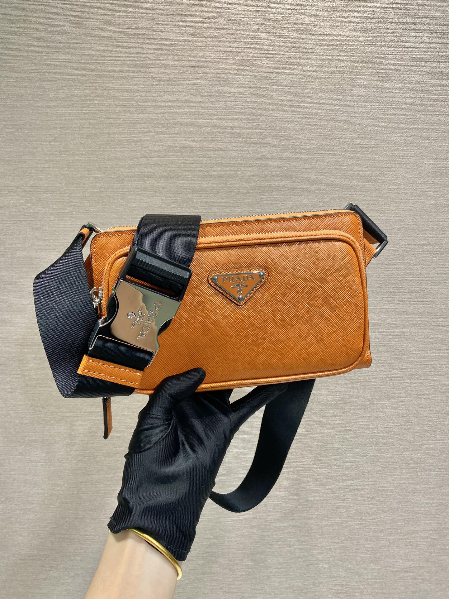 Pra*a saffiano leather belt bag