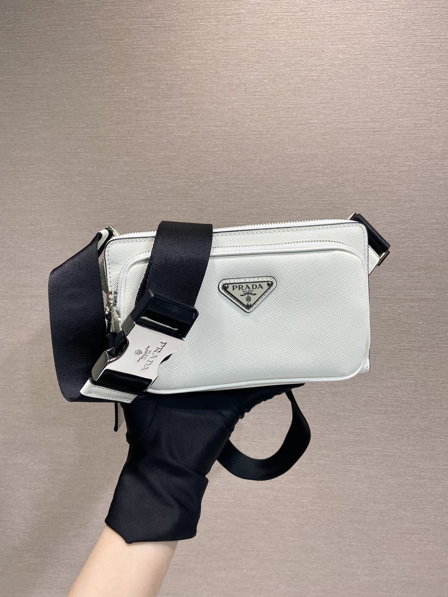 Pra*a saffiano leather belt bag