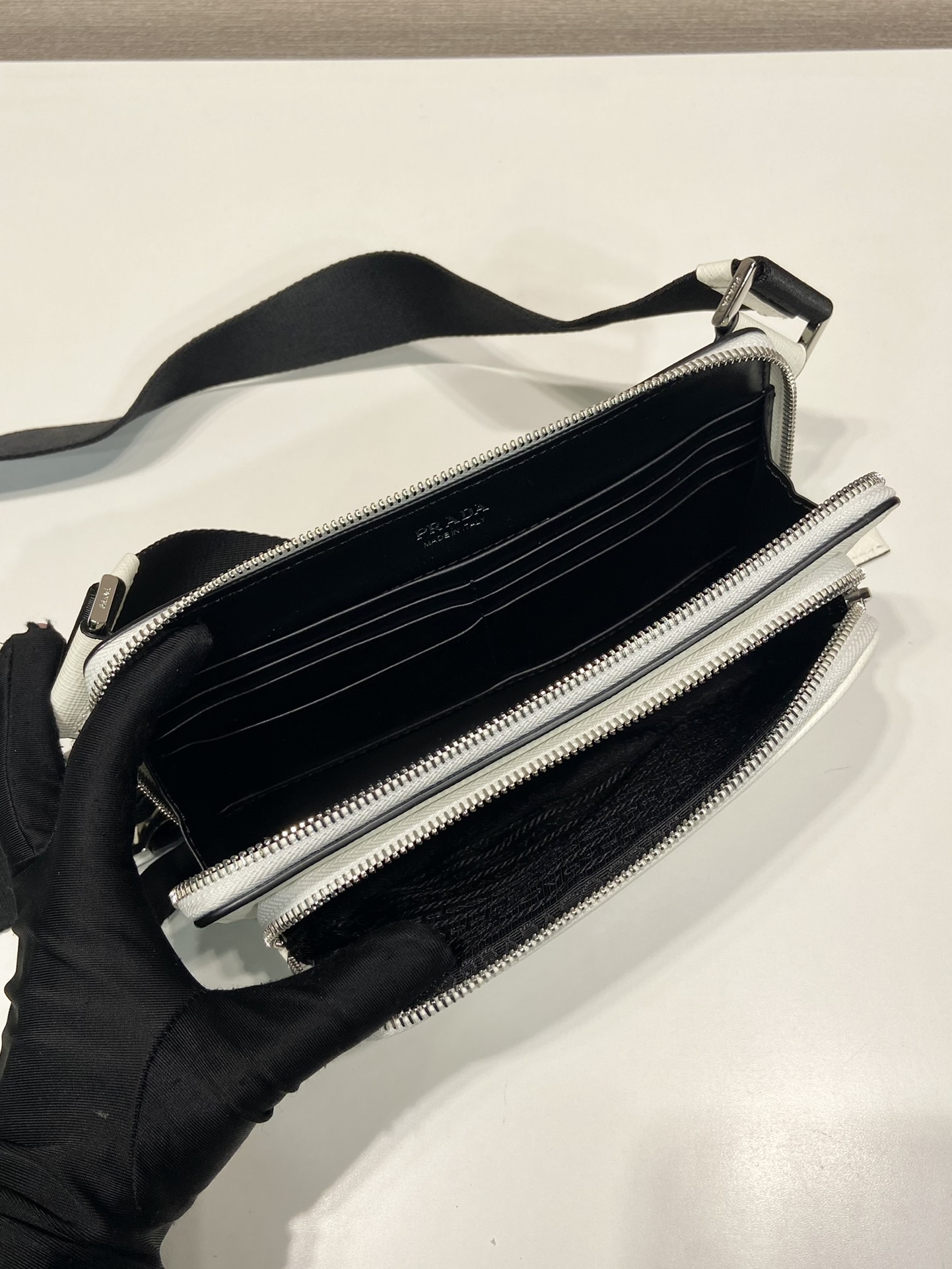 Pra*a saffiano leather belt bag