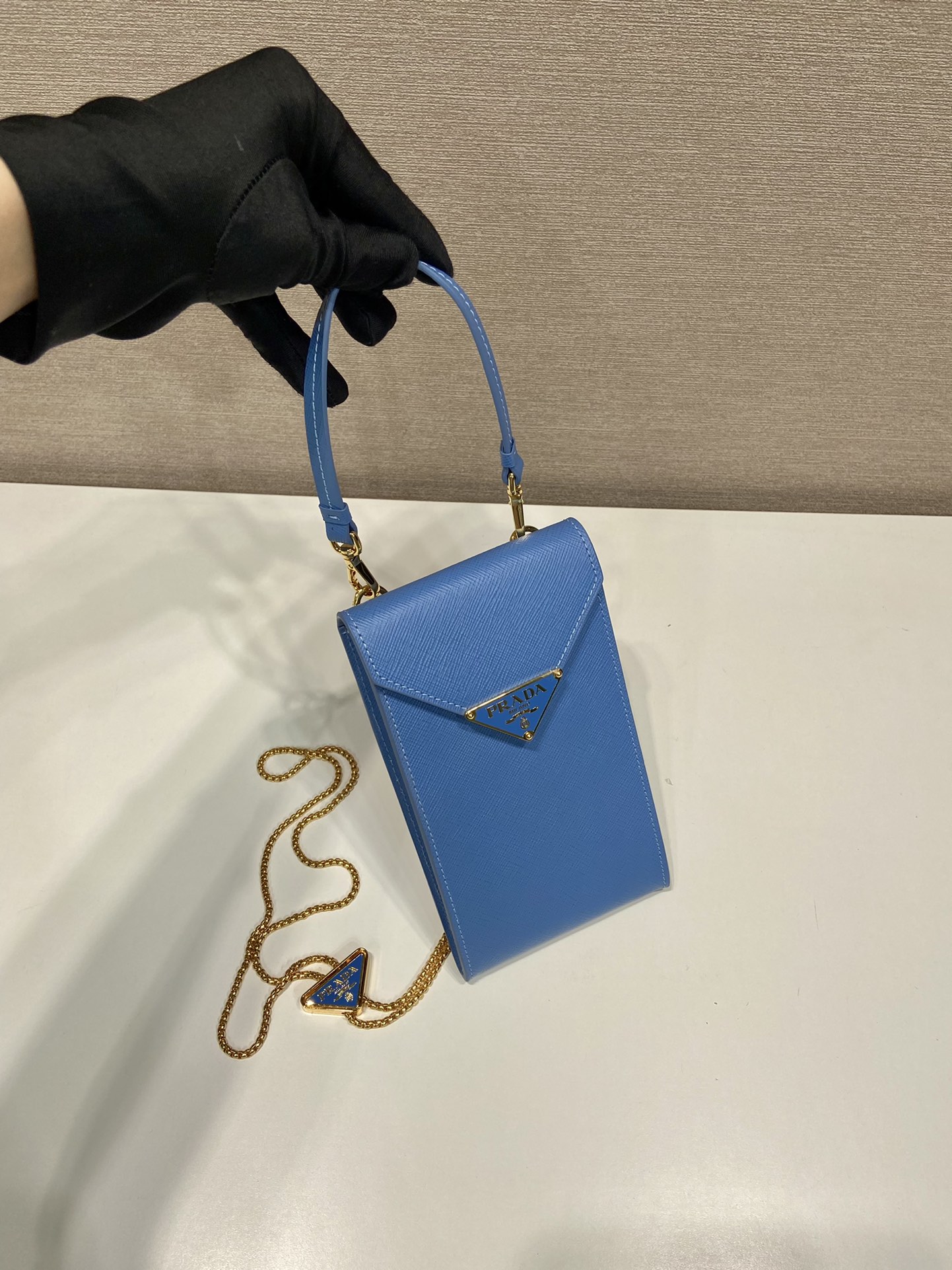 Pra*a saffiano leather mini-bag
