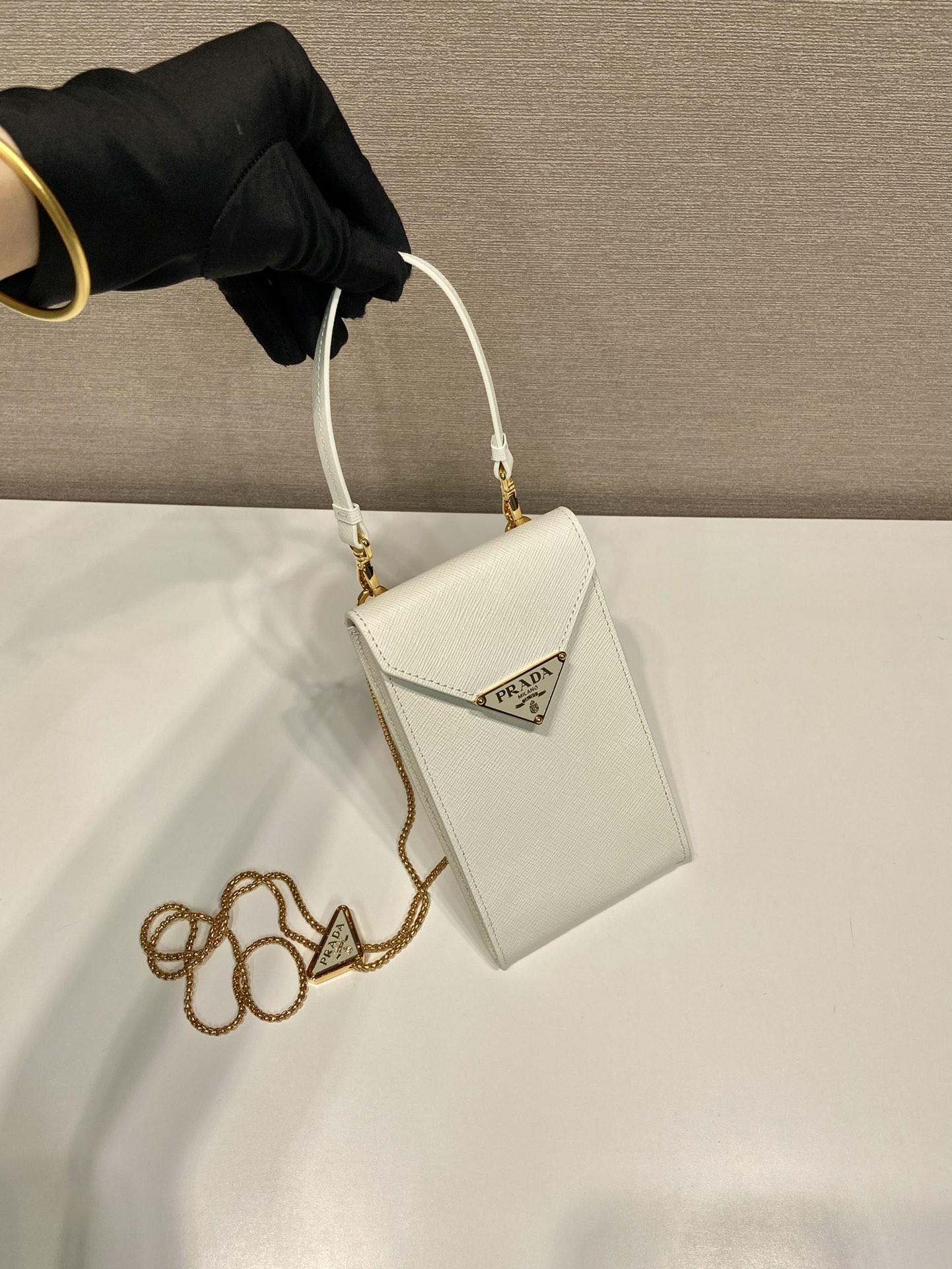 Pra*a saffiano leather mini-bag
