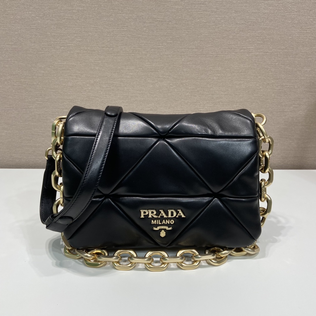 Pra*a system nappa patchwork shoulder bag