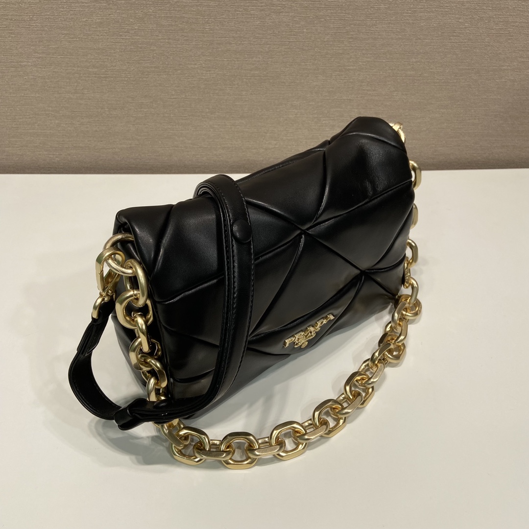 Pra*a system nappa patchwork shoulder bag