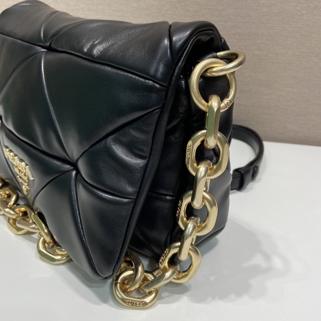 Pra*a system nappa patchwork shoulder bag