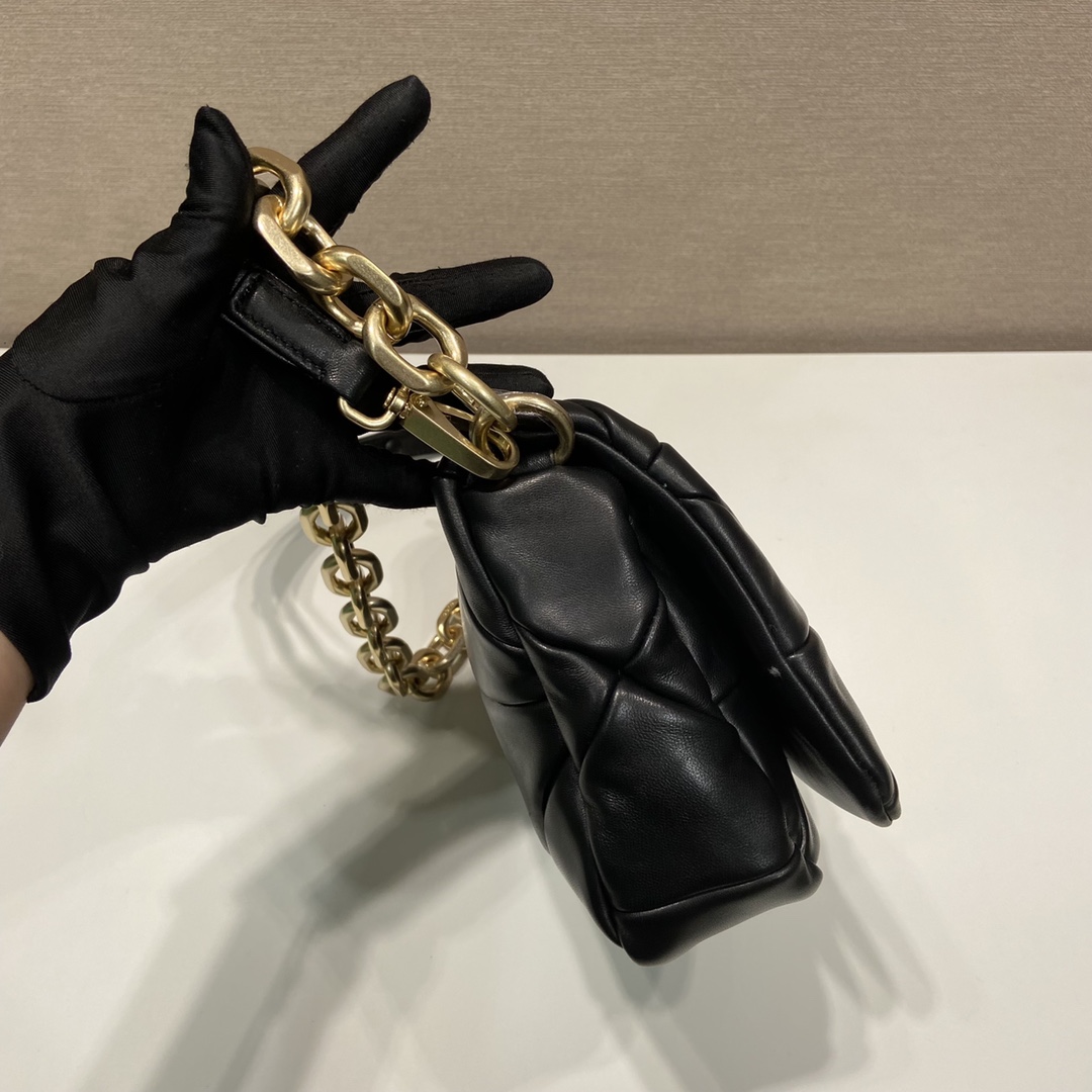 Pra*a system nappa patchwork shoulder bag