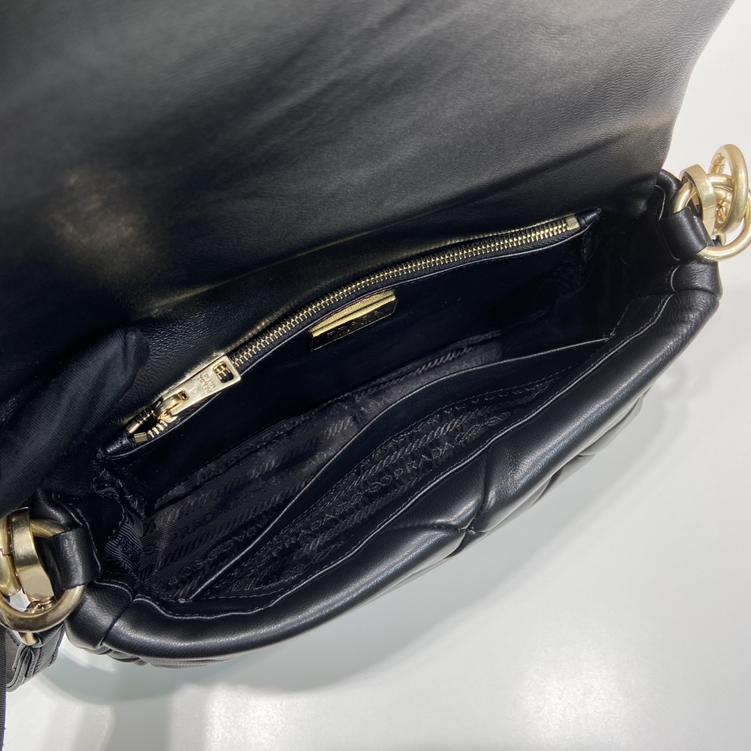 Pra*a system nappa patchwork shoulder bag