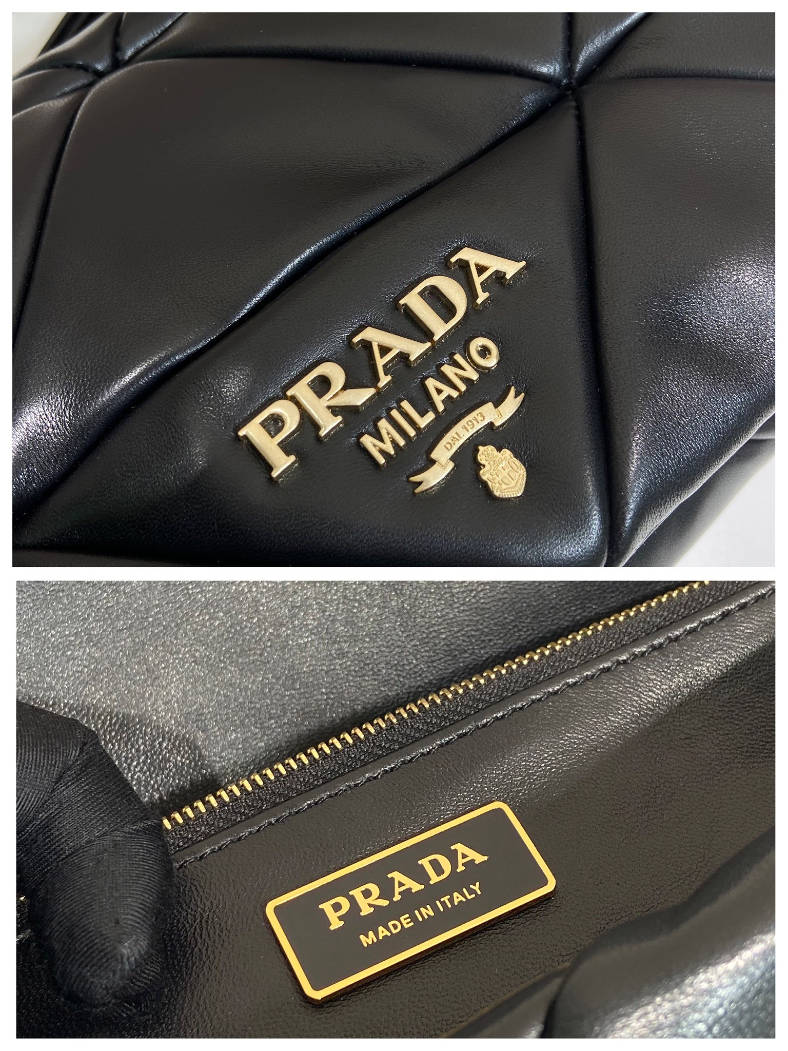 Pra*a system nappa patchwork shoulder bag