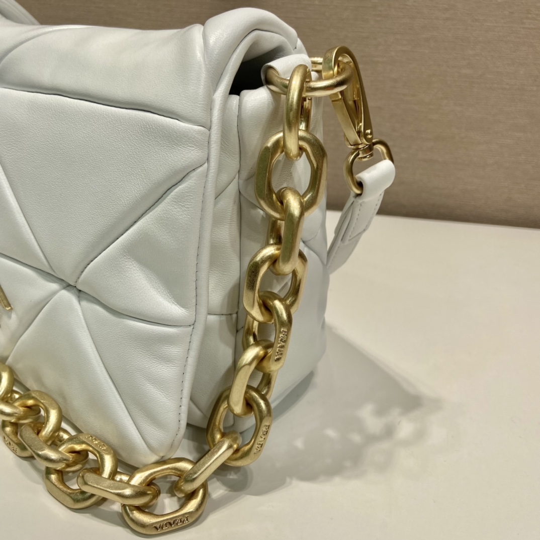 Pra*a system nappa patchwork shoulder bag