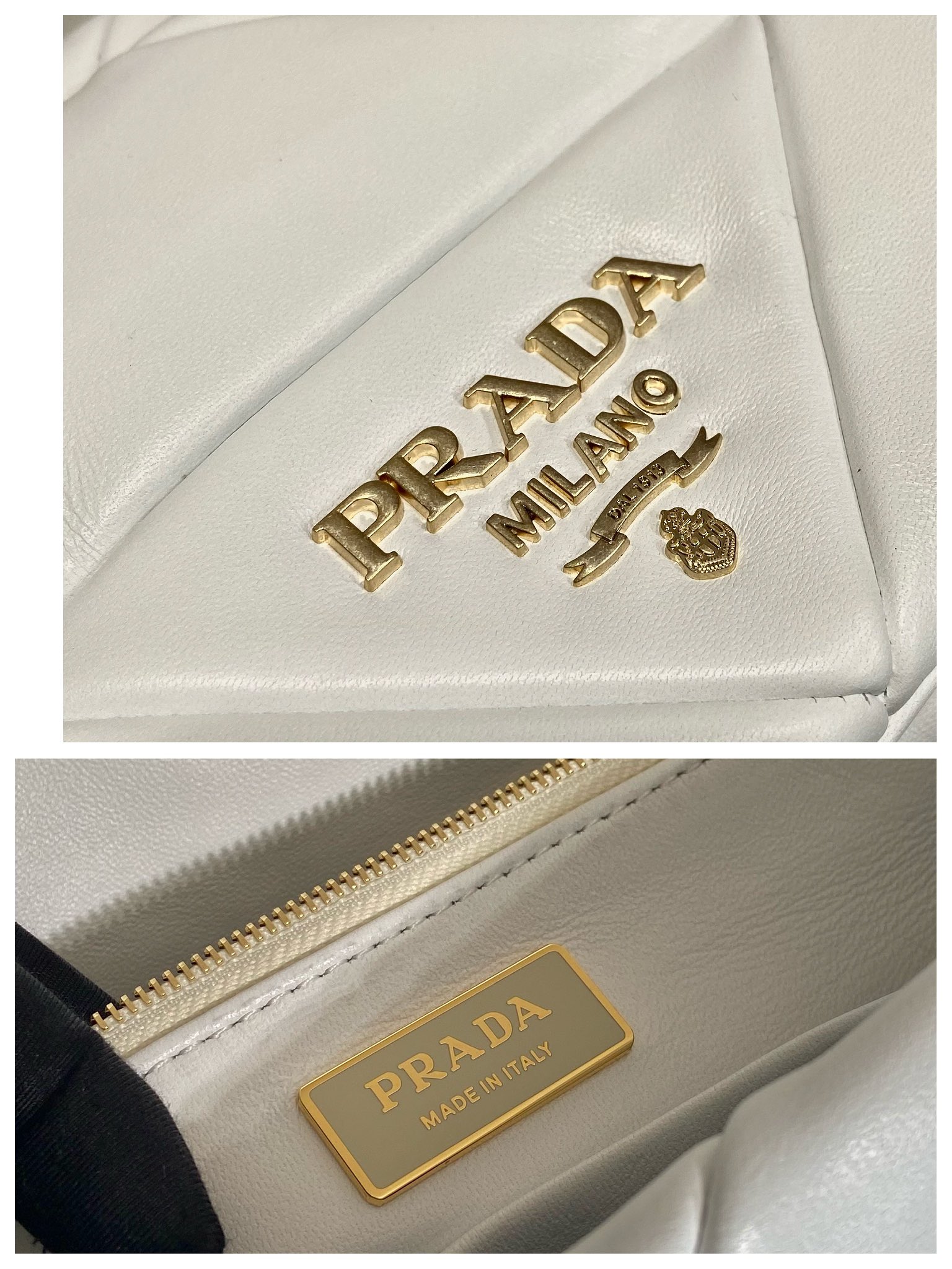 Pra*a system nappa patchwork shoulder bag
