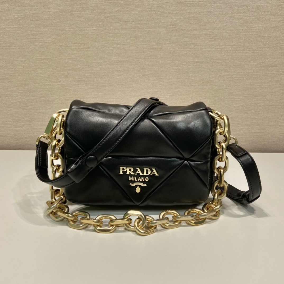Pra*a system nappa patchwork shoulder bag