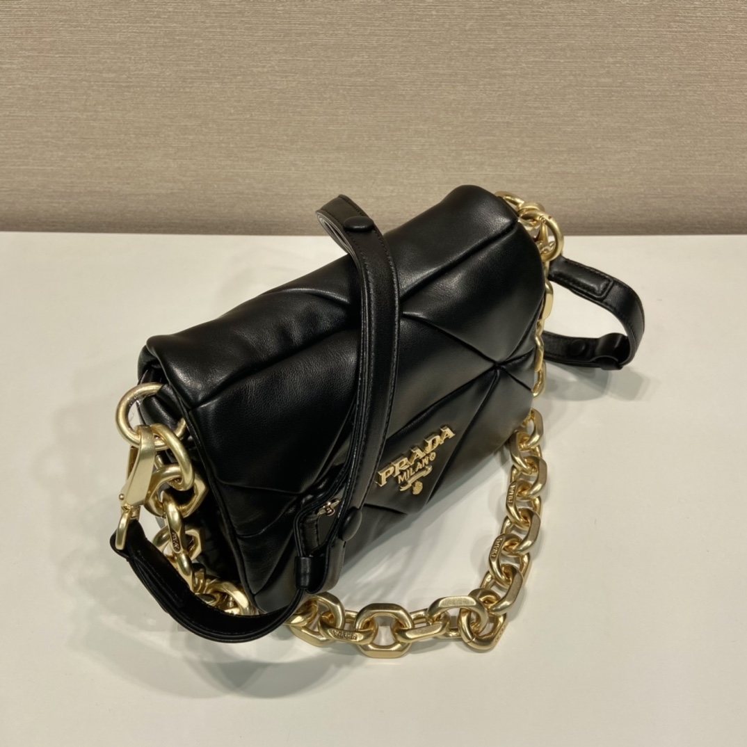 Pra*a system nappa patchwork shoulder bag