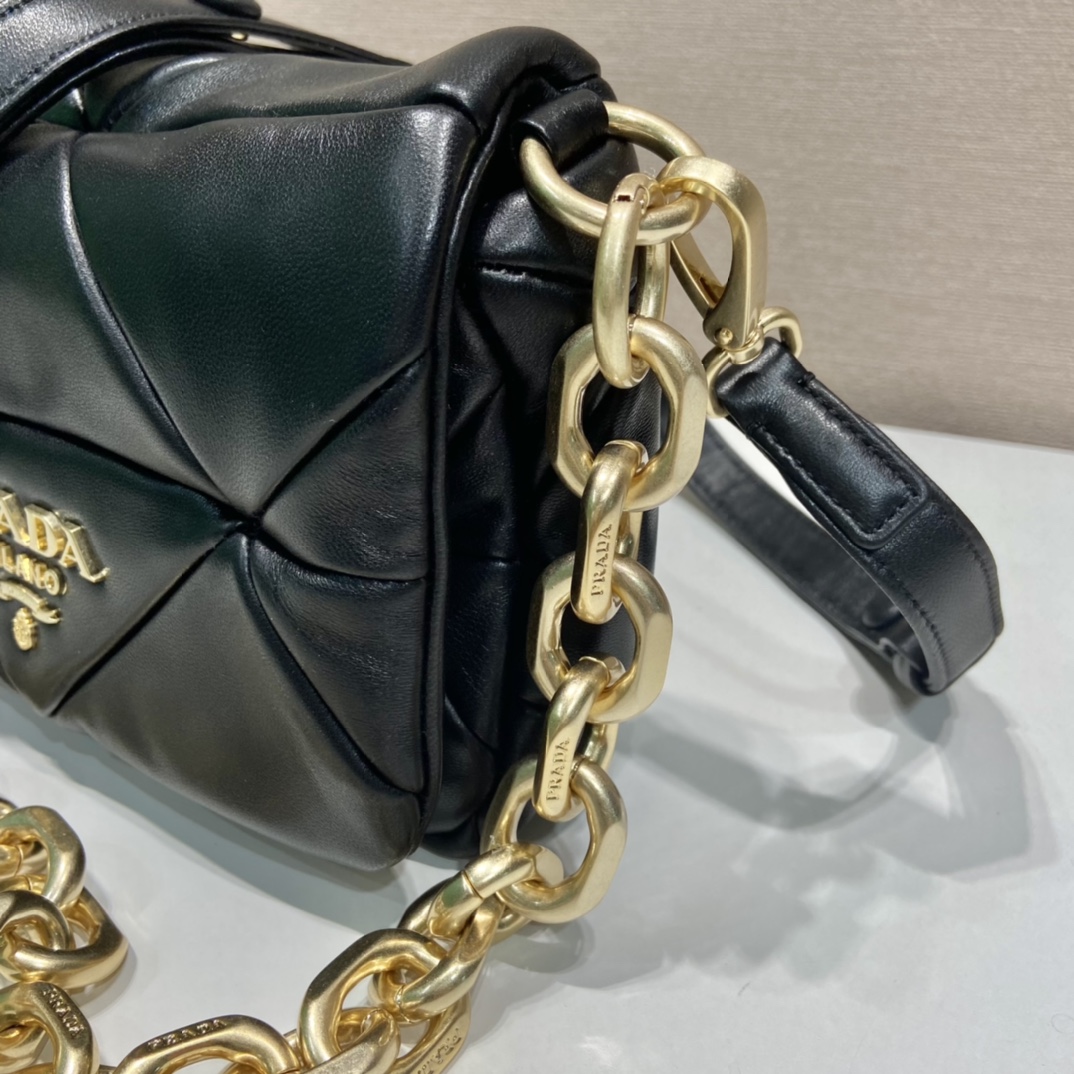Pra*a system nappa patchwork shoulder bag