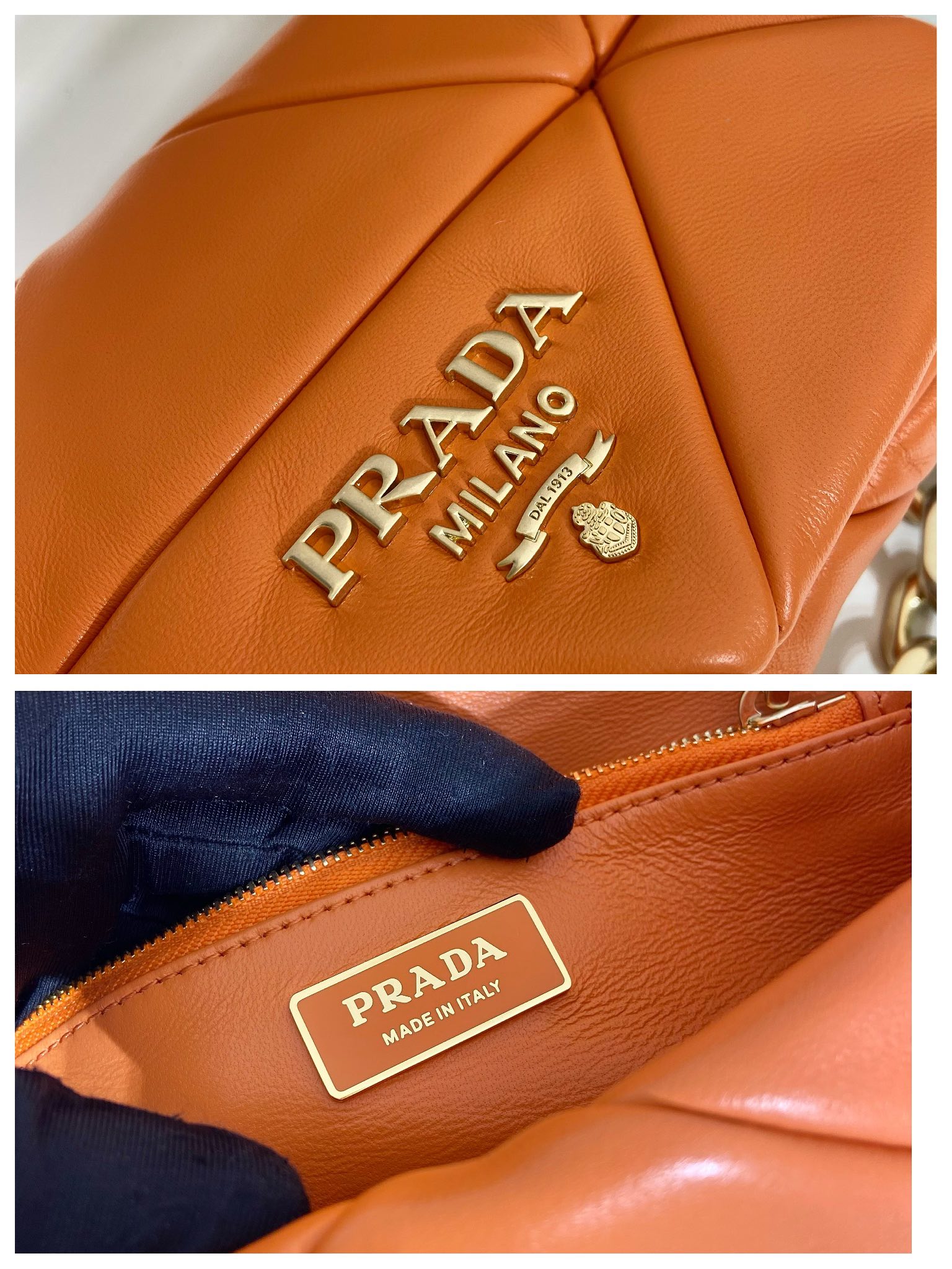 Pra*a system nappa patchwork shoulder bag