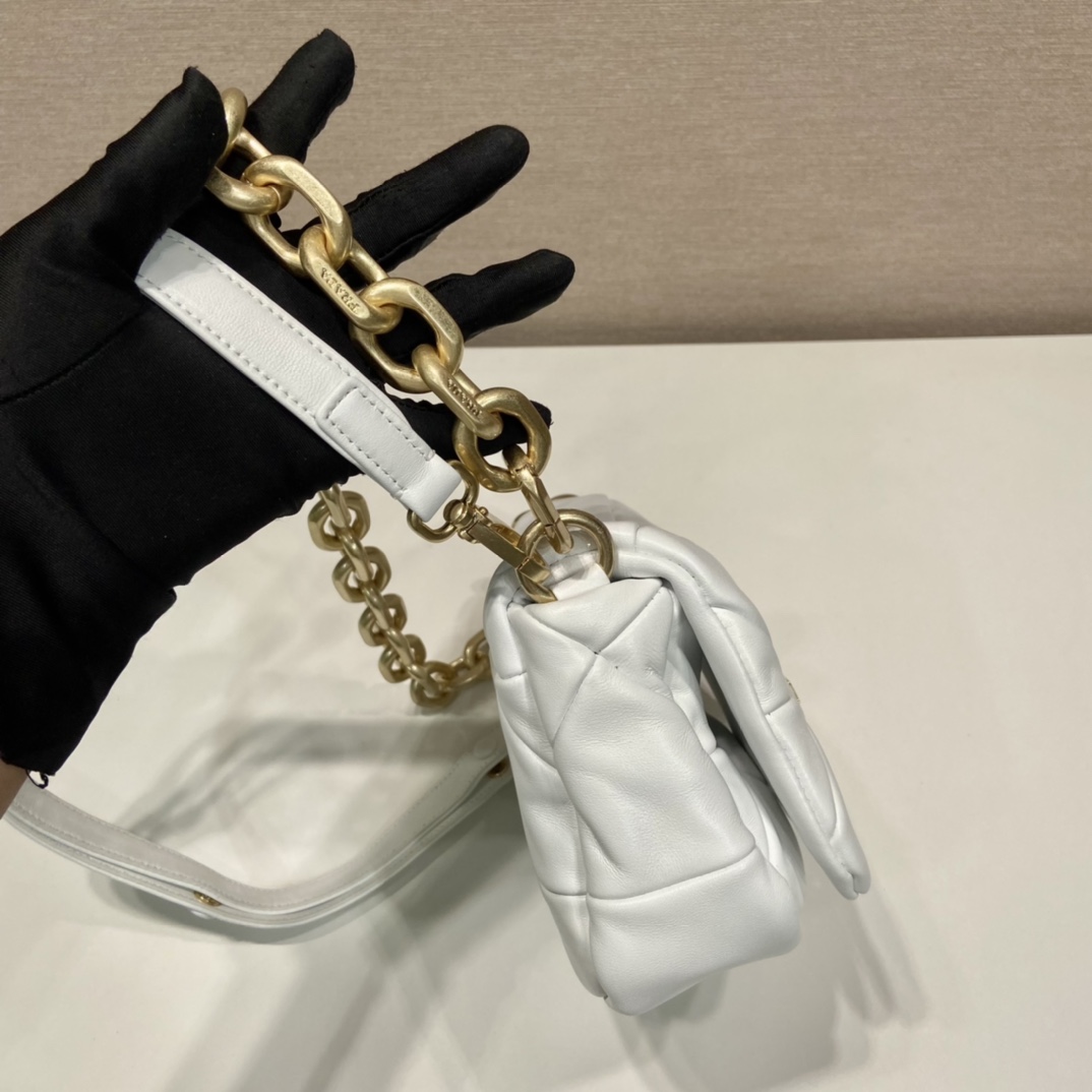 Pra*a system nappa patchwork shoulder bag