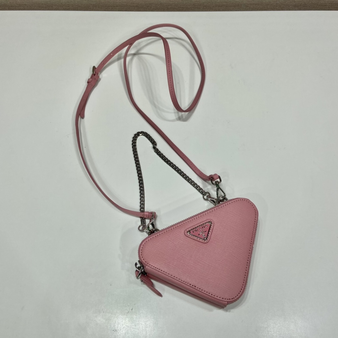Pra*a saffiano leather mini pouch