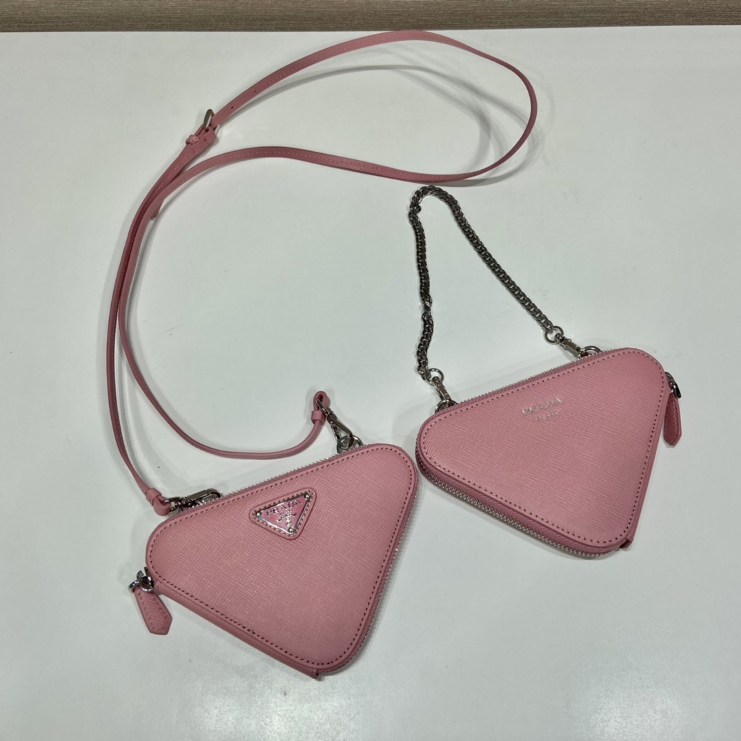 Pra*a saffiano leather mini pouch