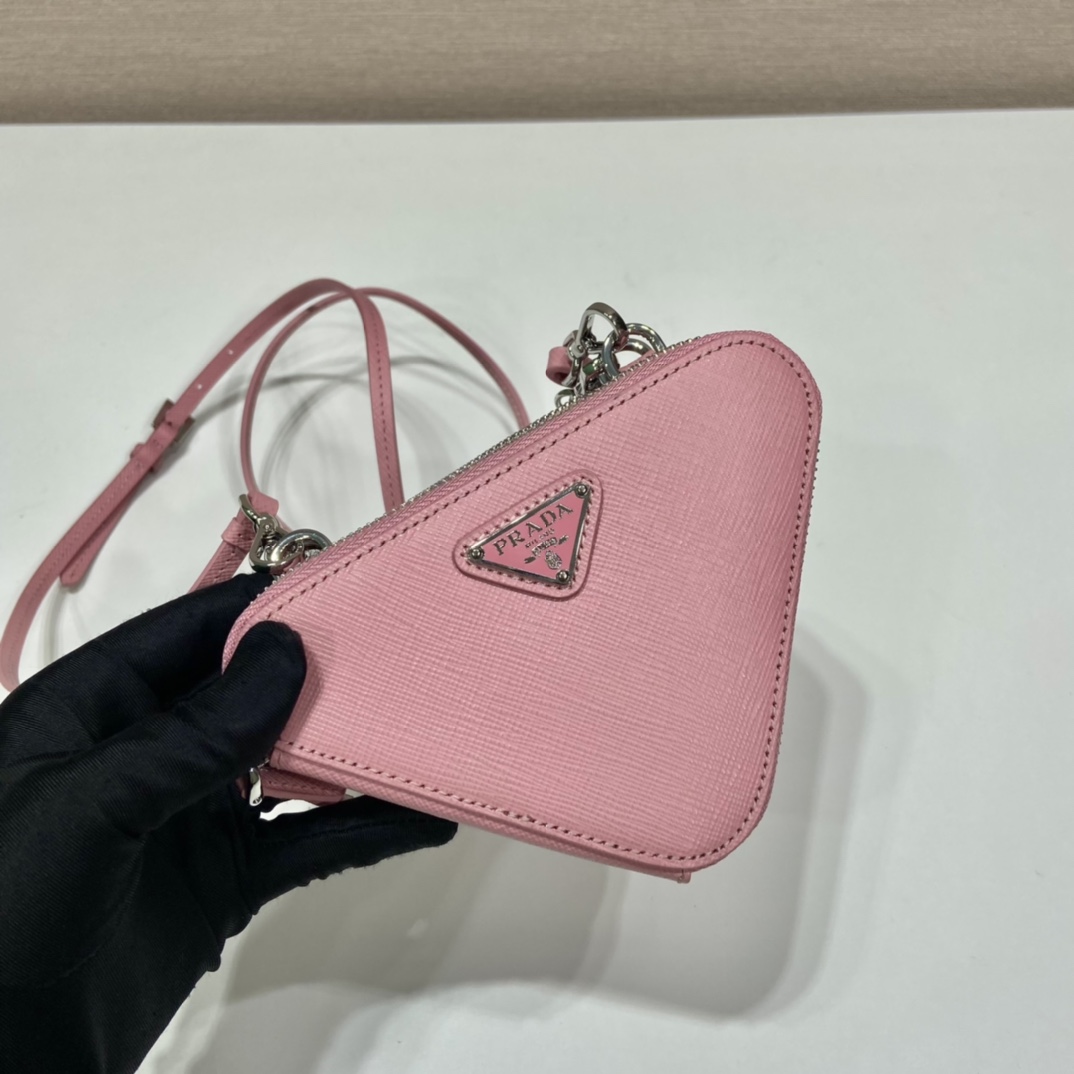Pra*a saffiano leather mini pouch